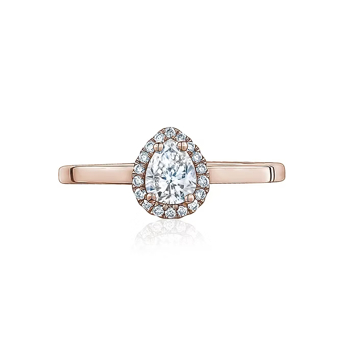 L’Orée Rose Gold Pear Cut Engagement Ring With Halo