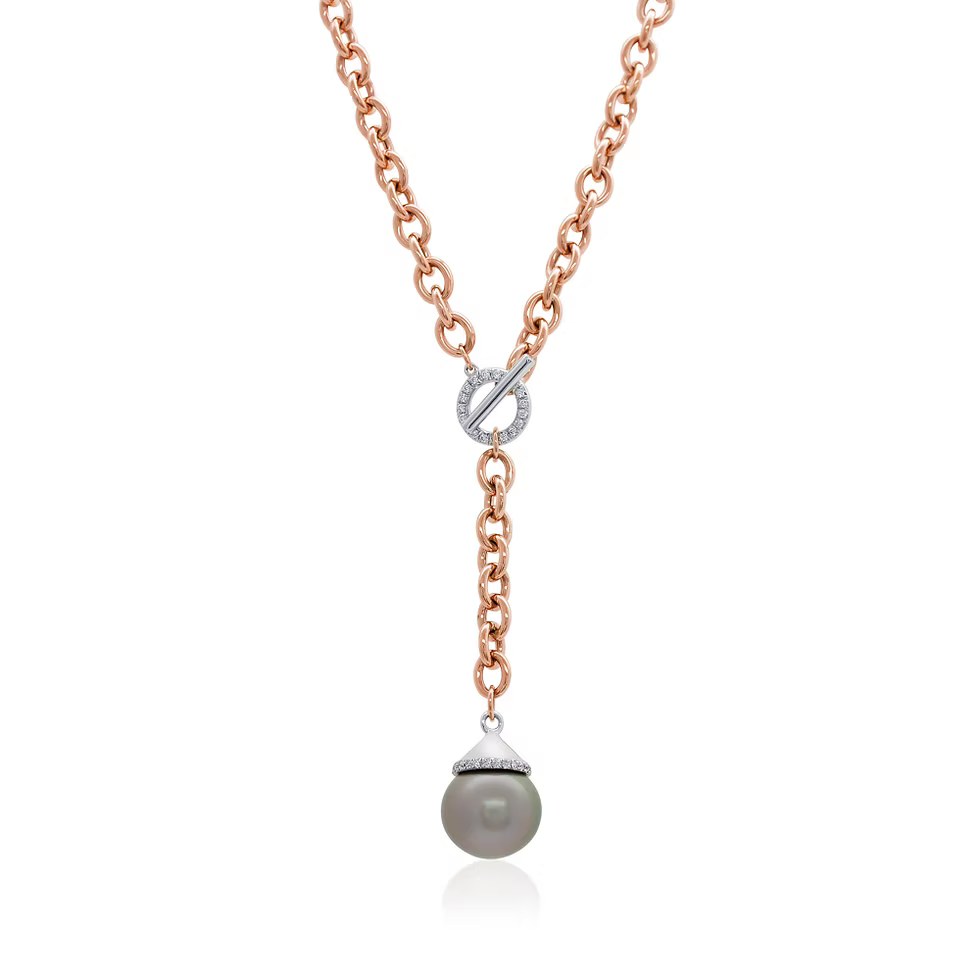L’Orée Tahitian Pearl Diamond Lariat Necklace