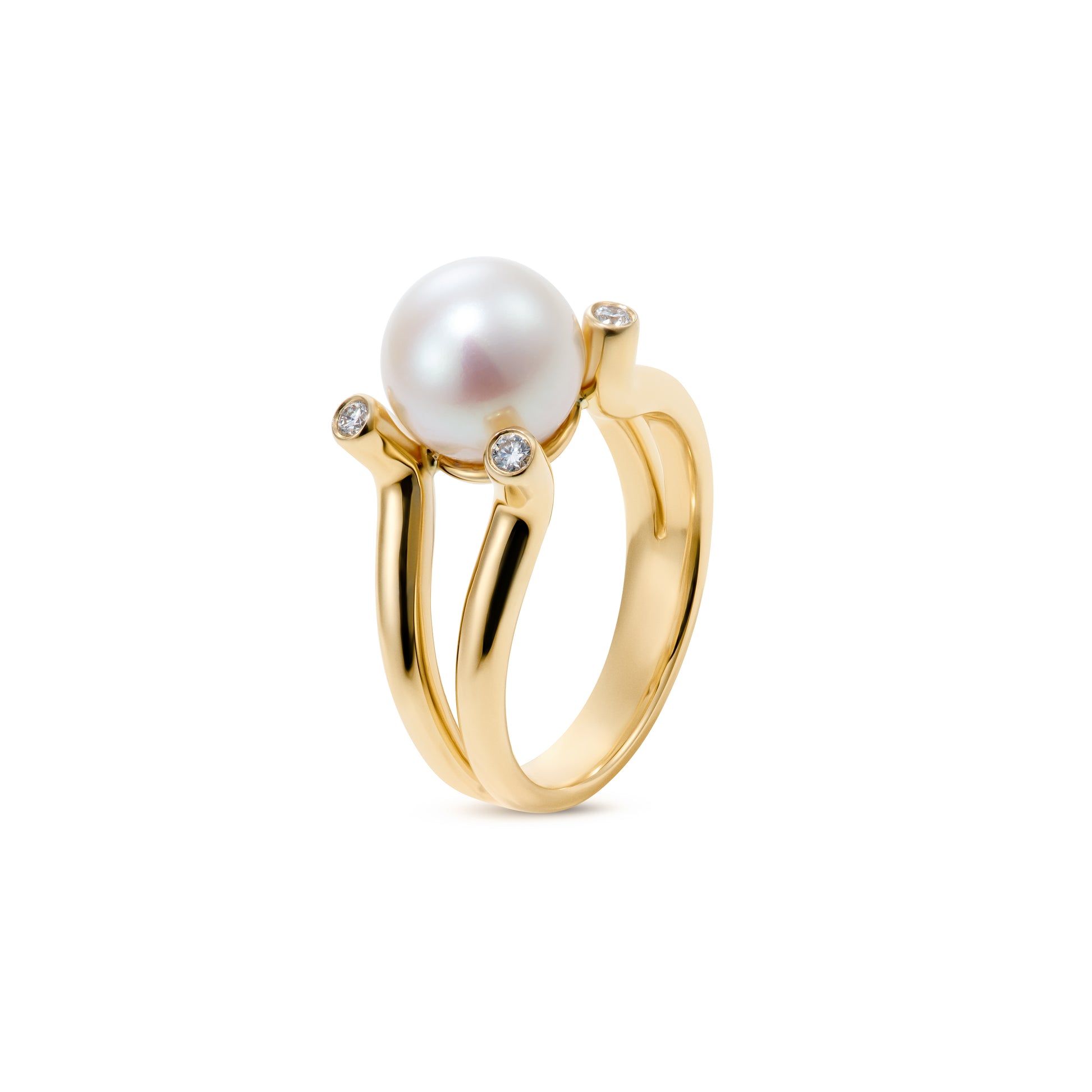 L’Orée Quad-Diamond Pearl Ring