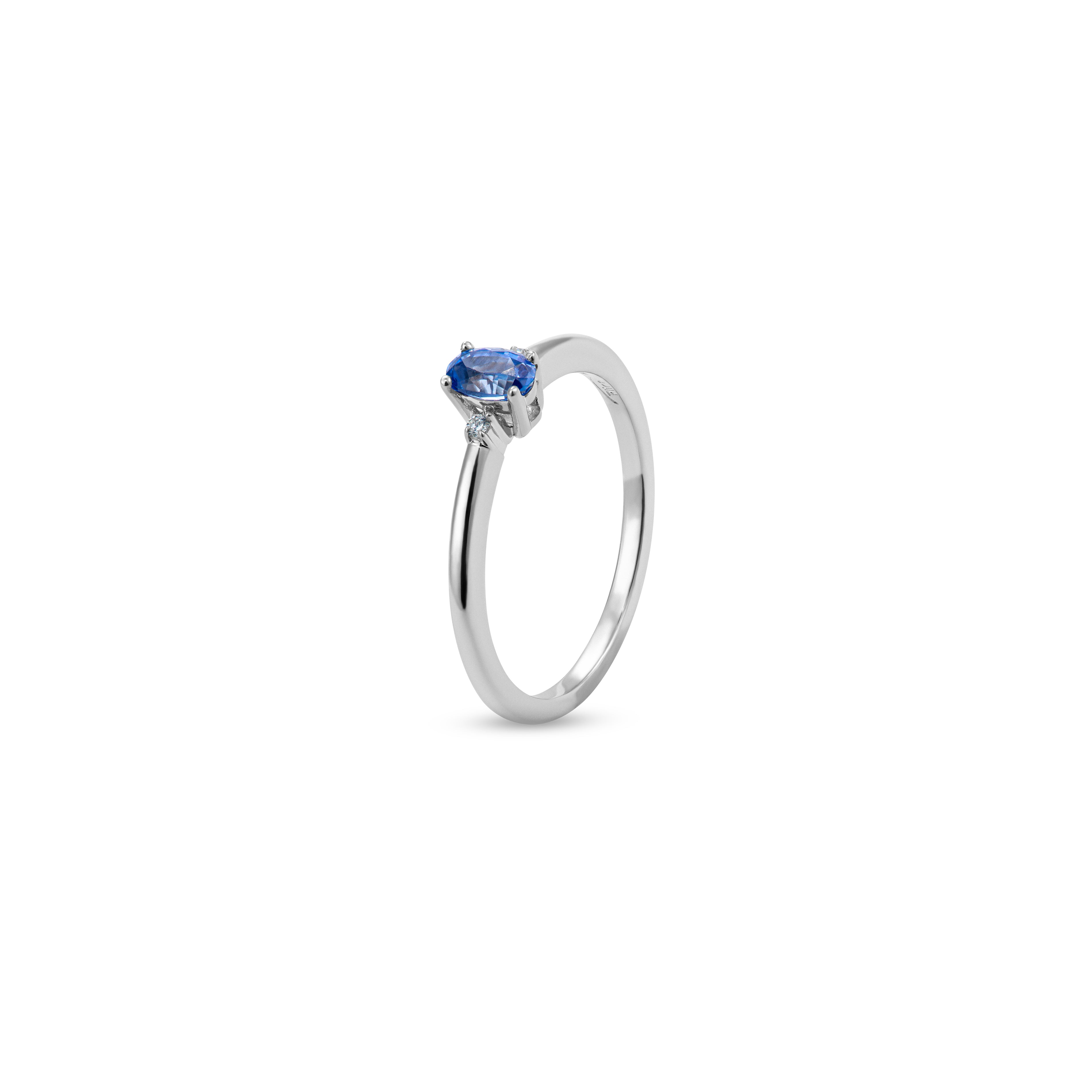 L’Orée Tri Stone Blue Sapphire Diamond Ring