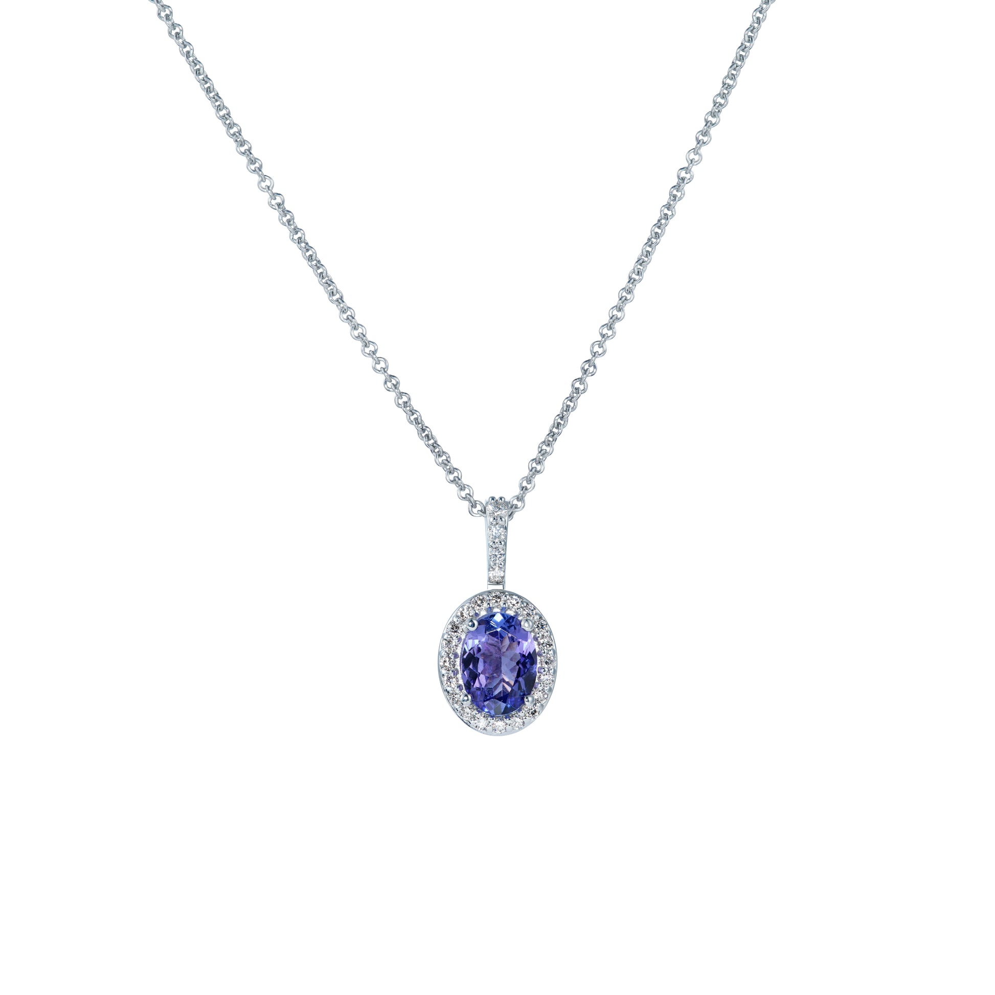 L’Orée Tanzanite Diamond Halo Pendant