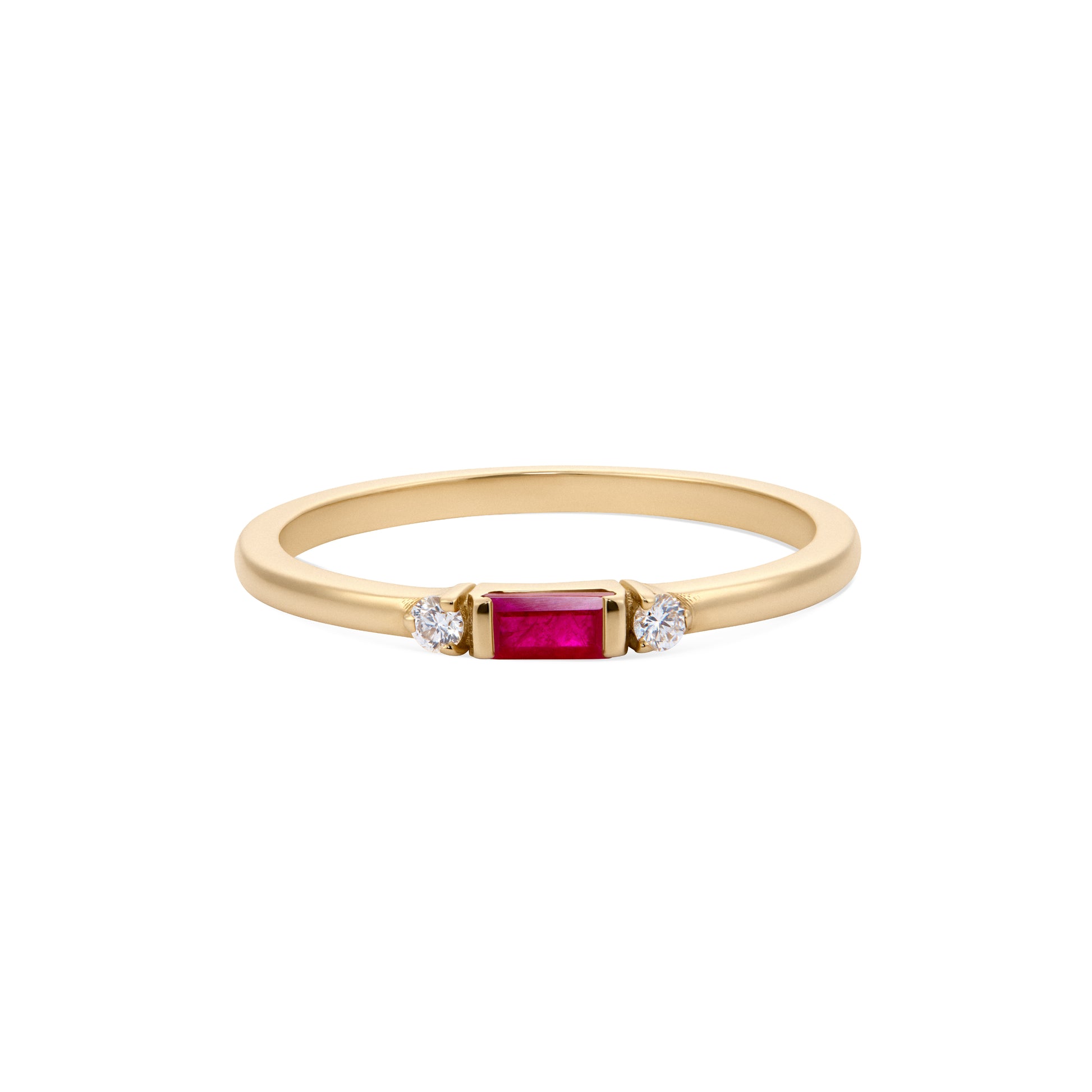L’Orée Tri-Stone Ruby and Diamond Ring