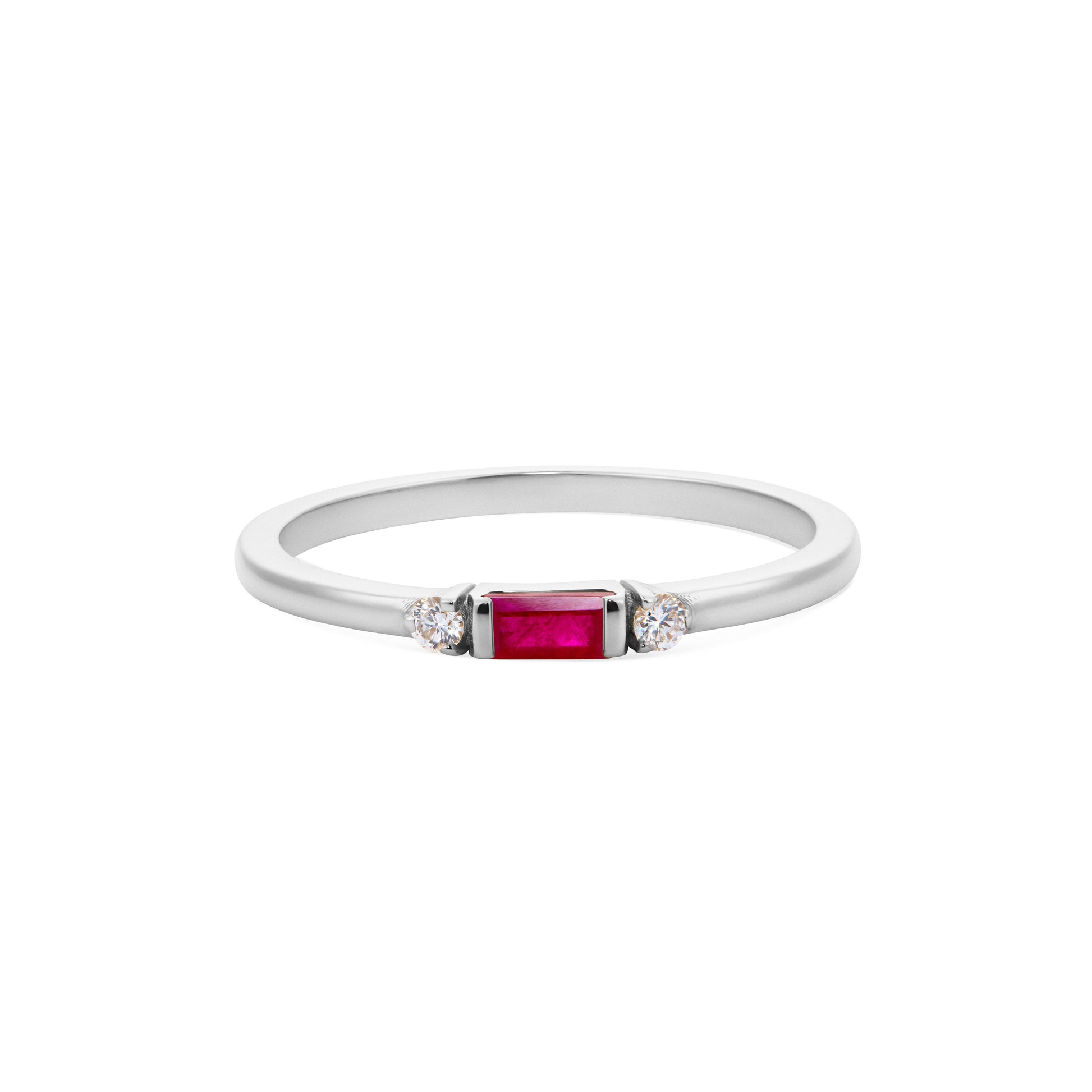 L’Orée Tri-Stone Ruby and Diamond Ring