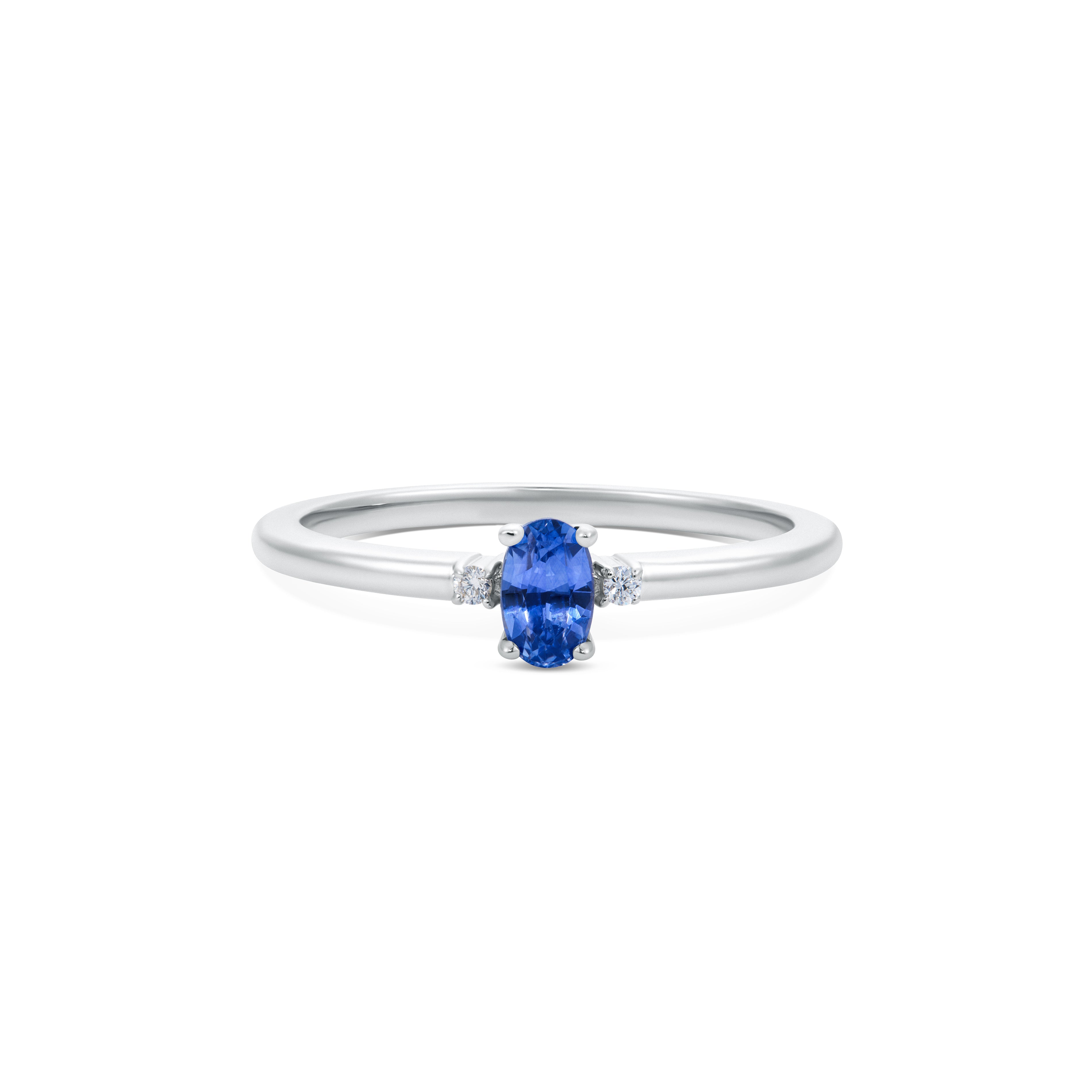 L’Orée Tri Stone Blue Sapphire Diamond Ring