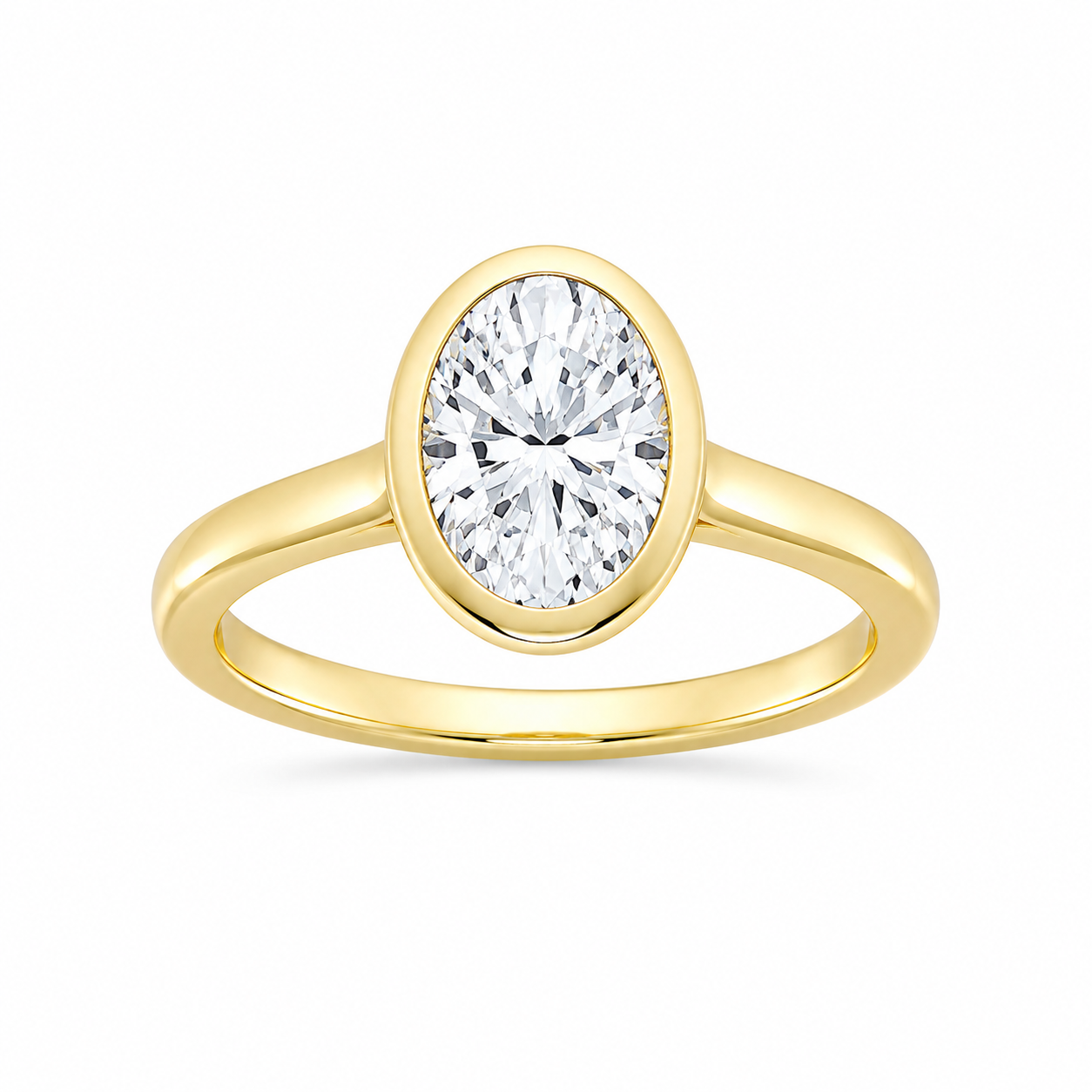 L’Orée Two Carat Center Emerald Lab Grown Diamond Bezel Set Solitaire Engagement Ring