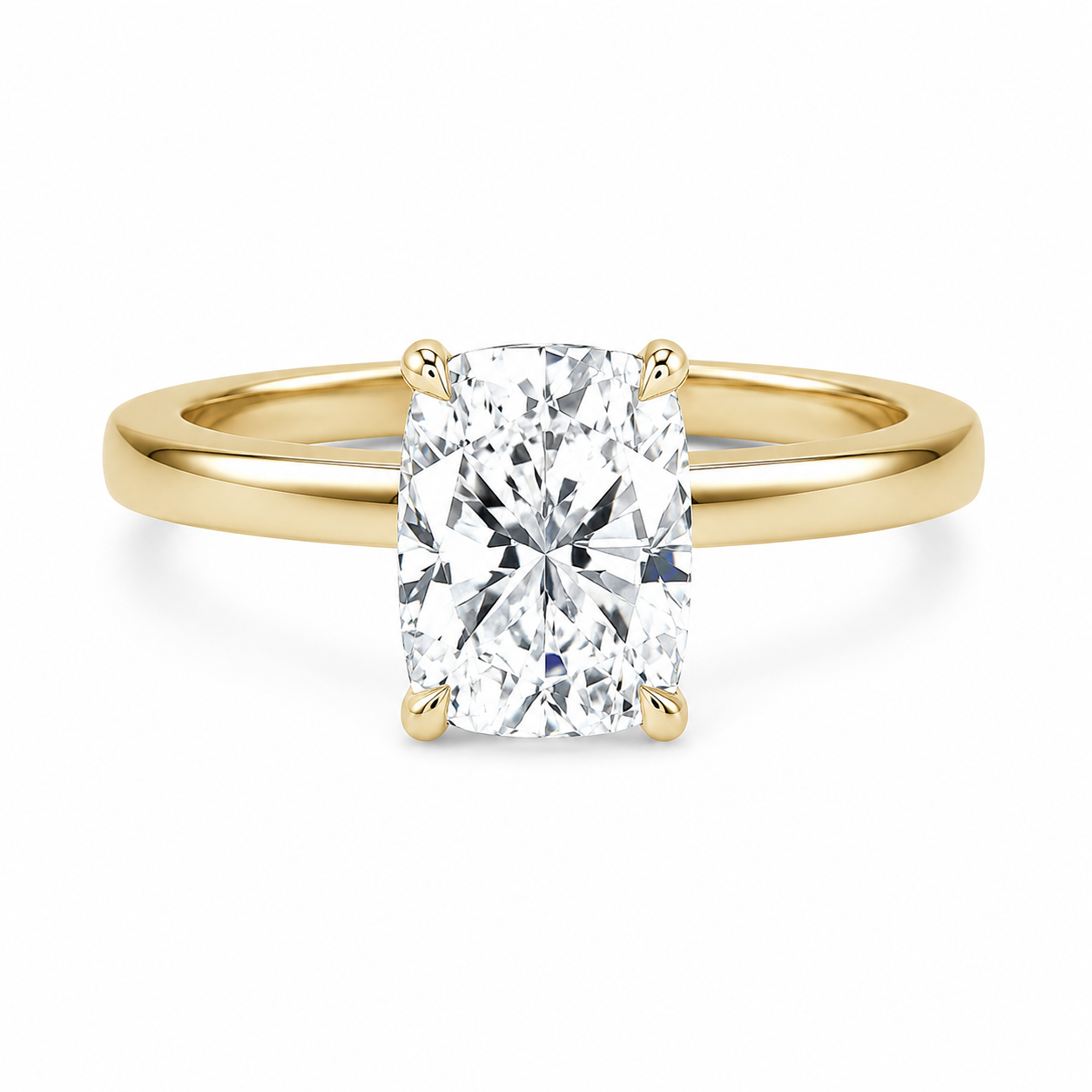 L’Orée Two Carat Center Elongated Cushion Cut Solitaire Lab Diamond Engagement Ring