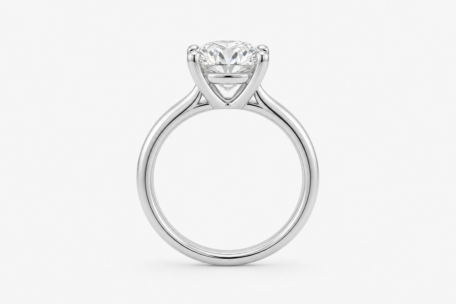 L’Orée Three Carat Center Round Lab Grown Diamond Cathedral Solitaire Engagement Ring