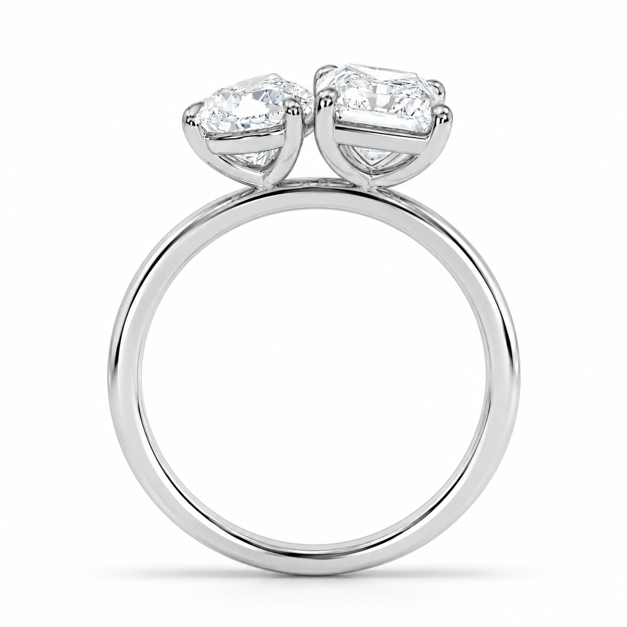 L’Orée Two Carat Toi et Moi Pear and Emerald Cut Lab Diamond Engagement Ring
