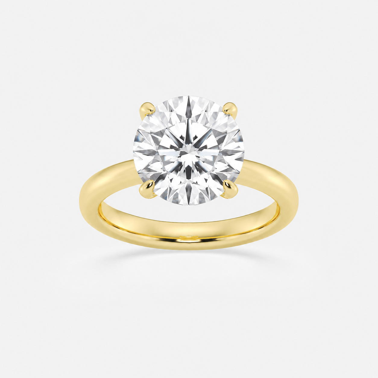 L’Orée Three Carat Center Round Lab Grown Diamond Cathedral Solitaire Engagement Ring