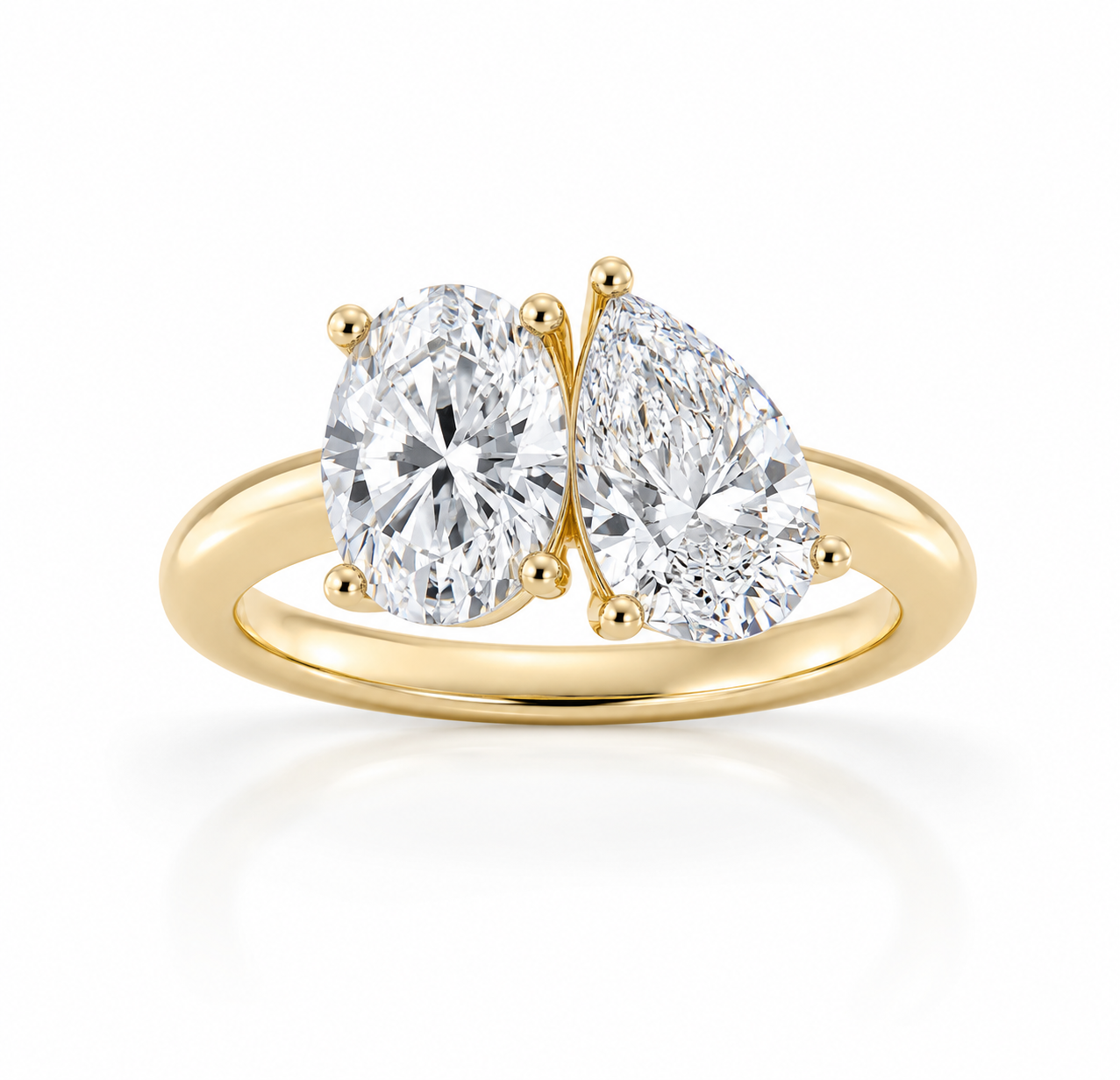 L’Orée Two Carat Toi et Moi Pear and Oval Cut Engagement Ring