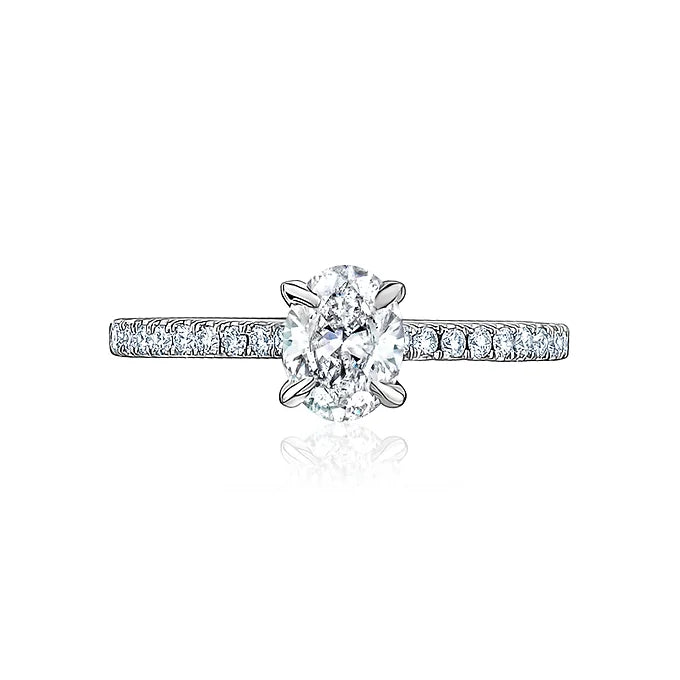 L’Orée Eagle Claw Oval Cut Engagement Ring With Pavé Band