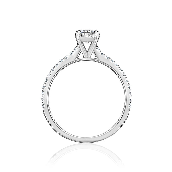L’Orée Eagle Claw Oval Cut Engagement Ring With Pavé Band