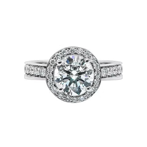 L’Orée Round Cut Engagement Ring With Halo And Channel Set Band