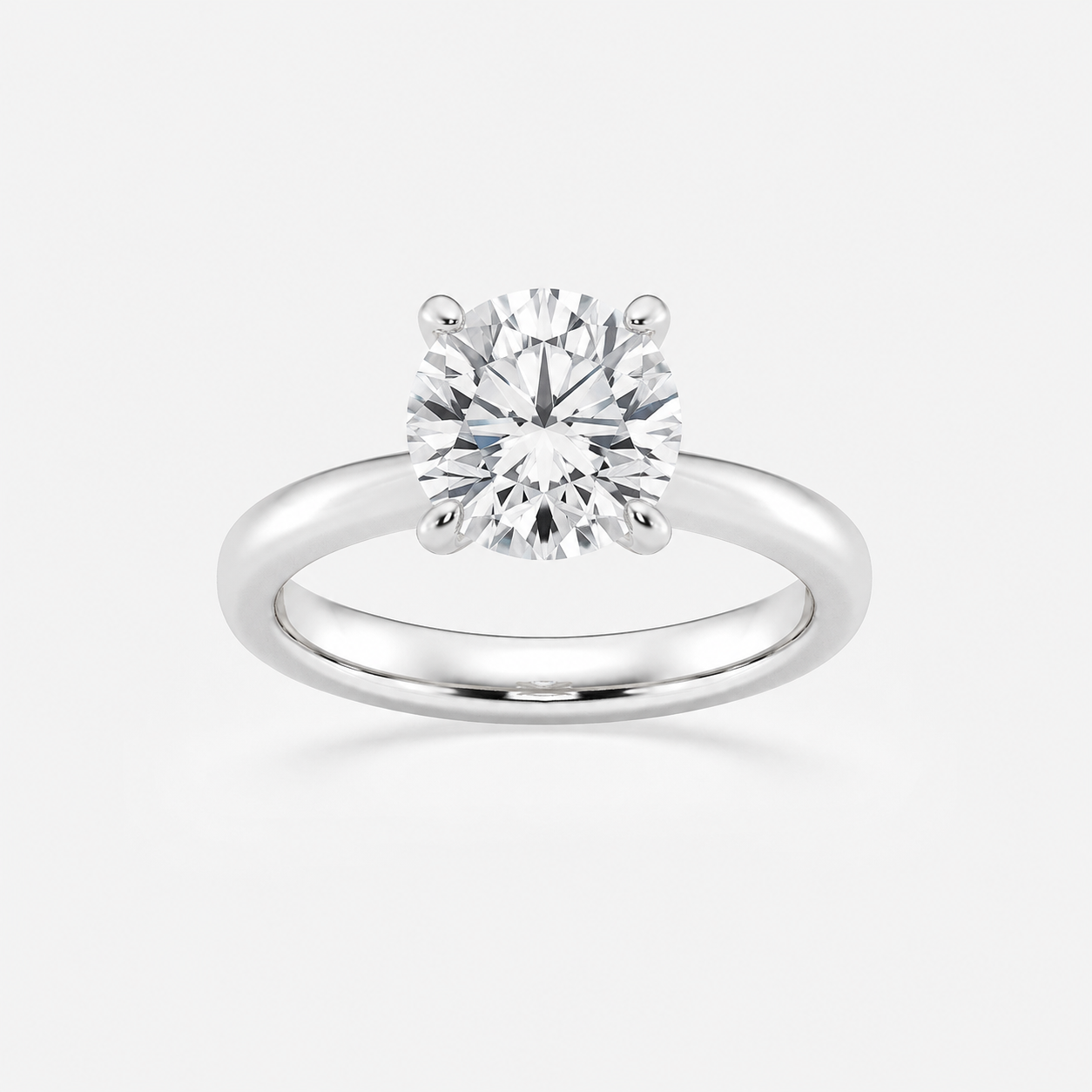 L’Orée Three Carat Center Round Lab Grown Diamond Cathedral Solitaire Engagement Ring