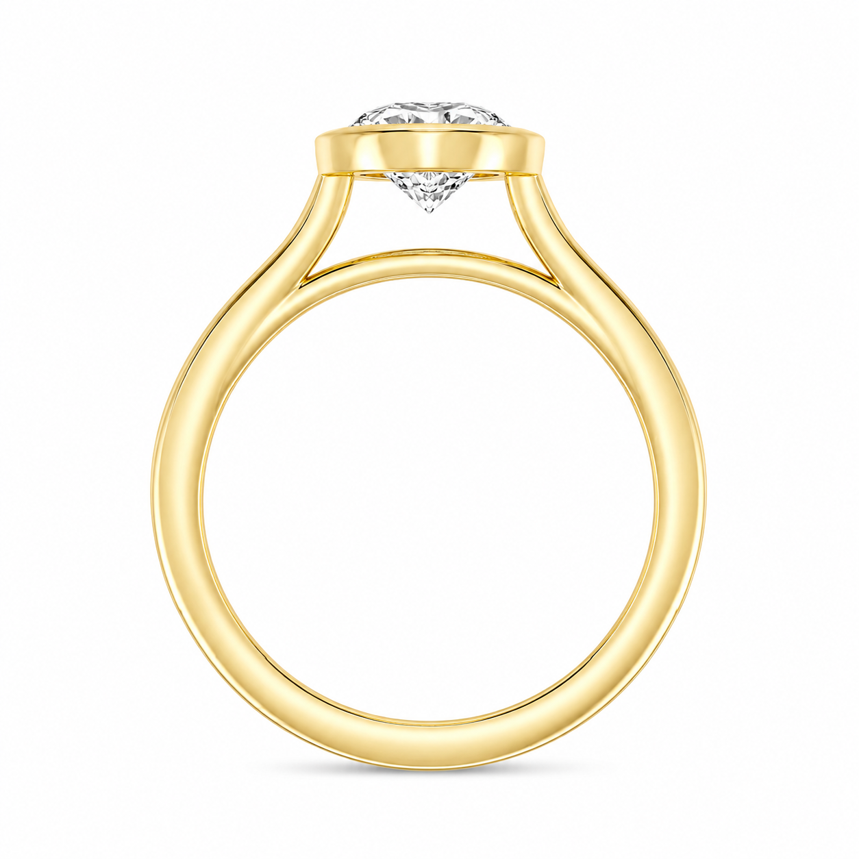 L’Orée Two Carat Center Emerald Lab Grown Diamond Bezel Set Solitaire Engagement Ring