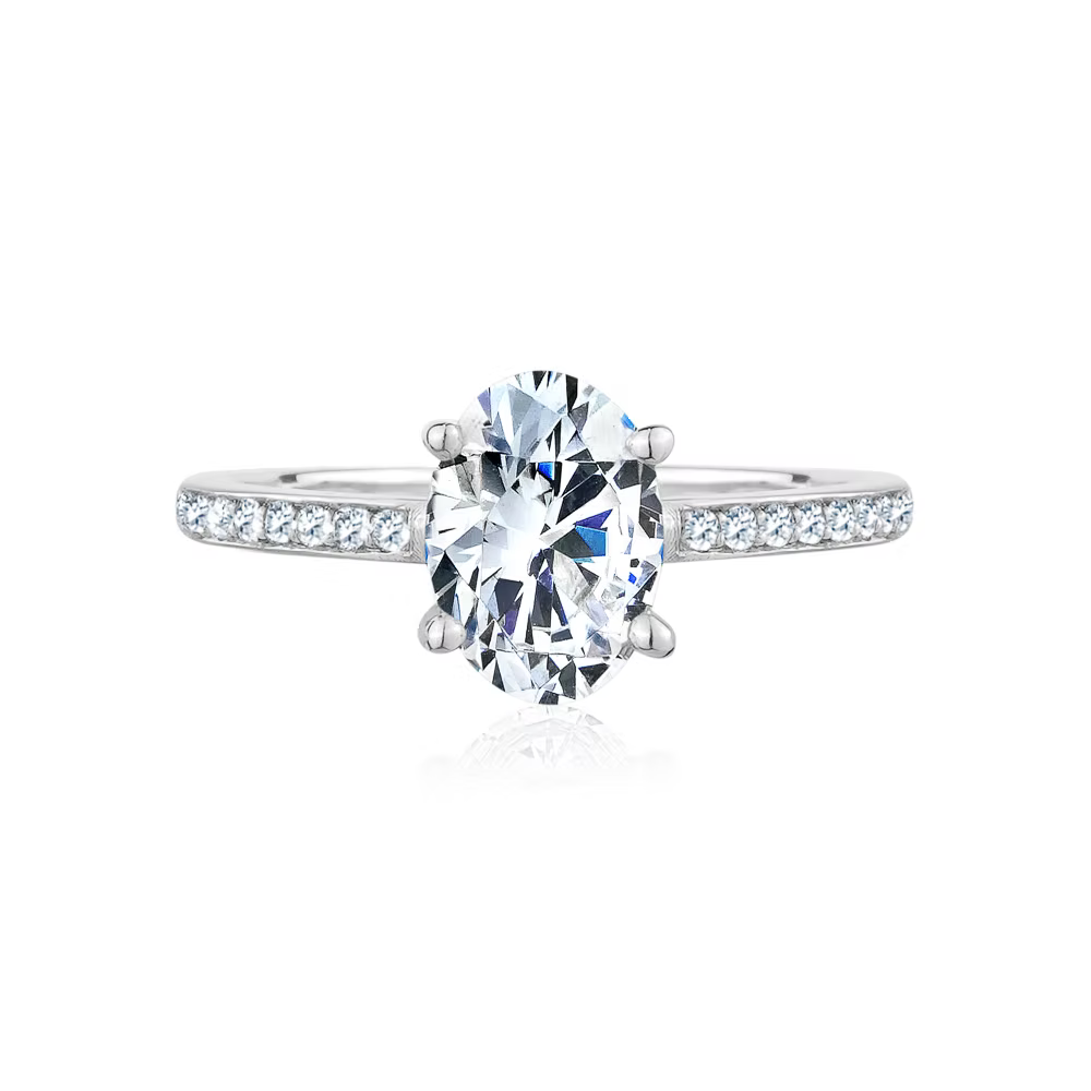 L’Orée Oval Cut Engagement Ring With Pavé Band