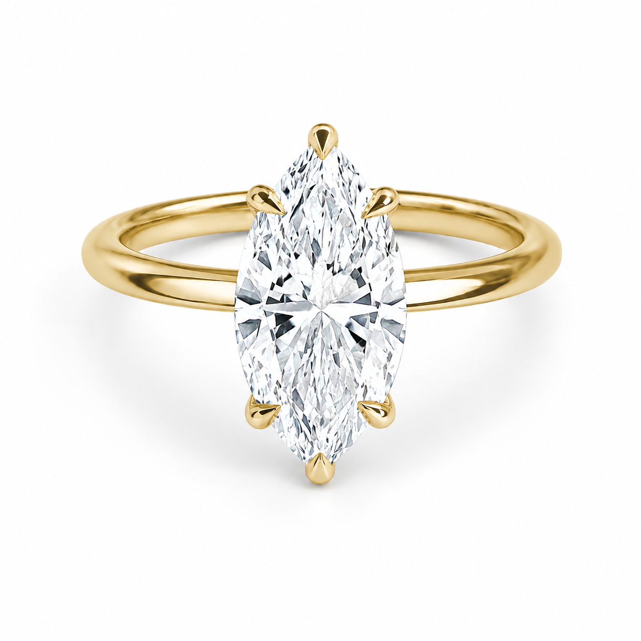 L’Orée Three Carat Center Marquise Lab Diamond Solitaire Engagement Ring