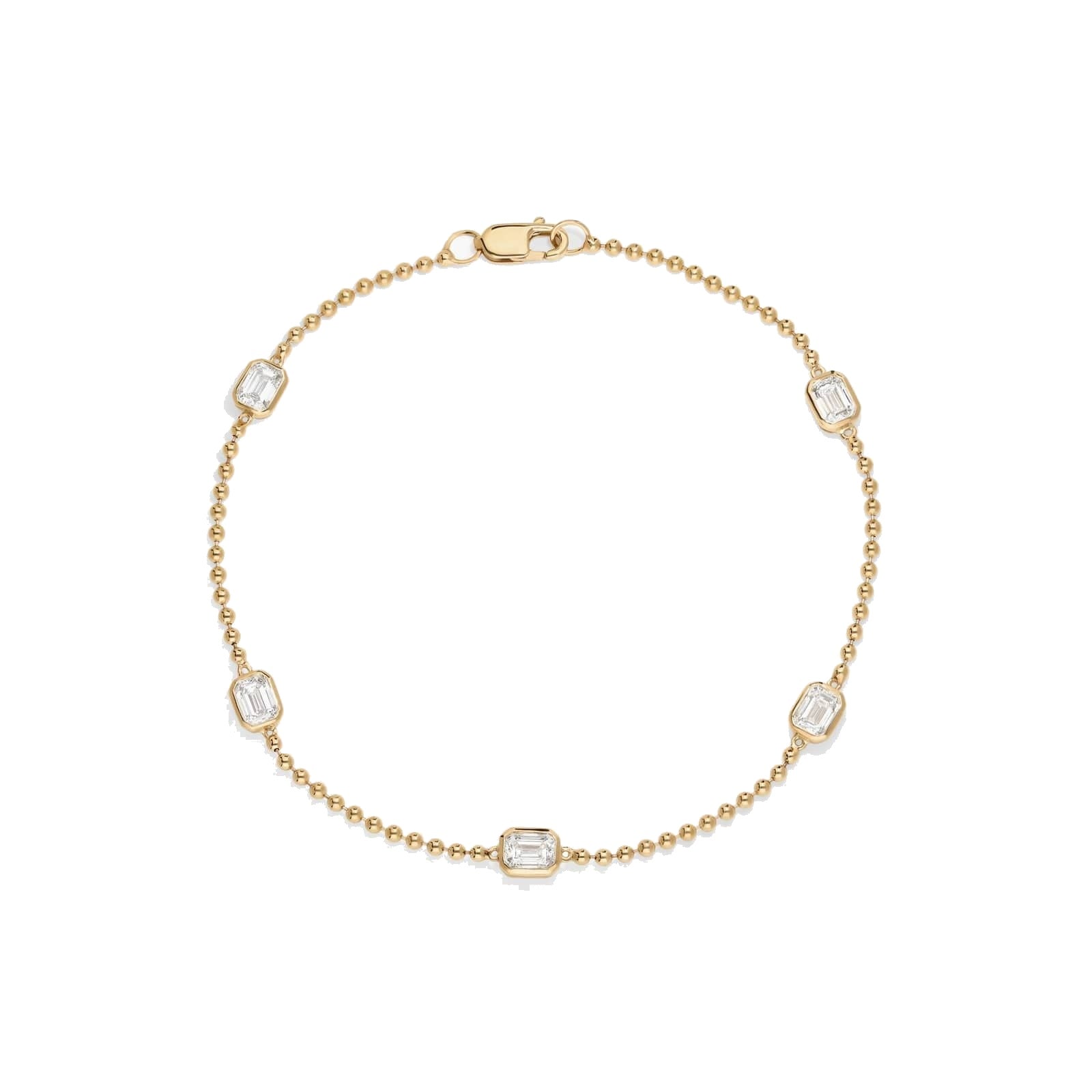L’Orée Emerald Cut East-West Bezel Set Beaded Station Lab Grown Diamond Bracelet