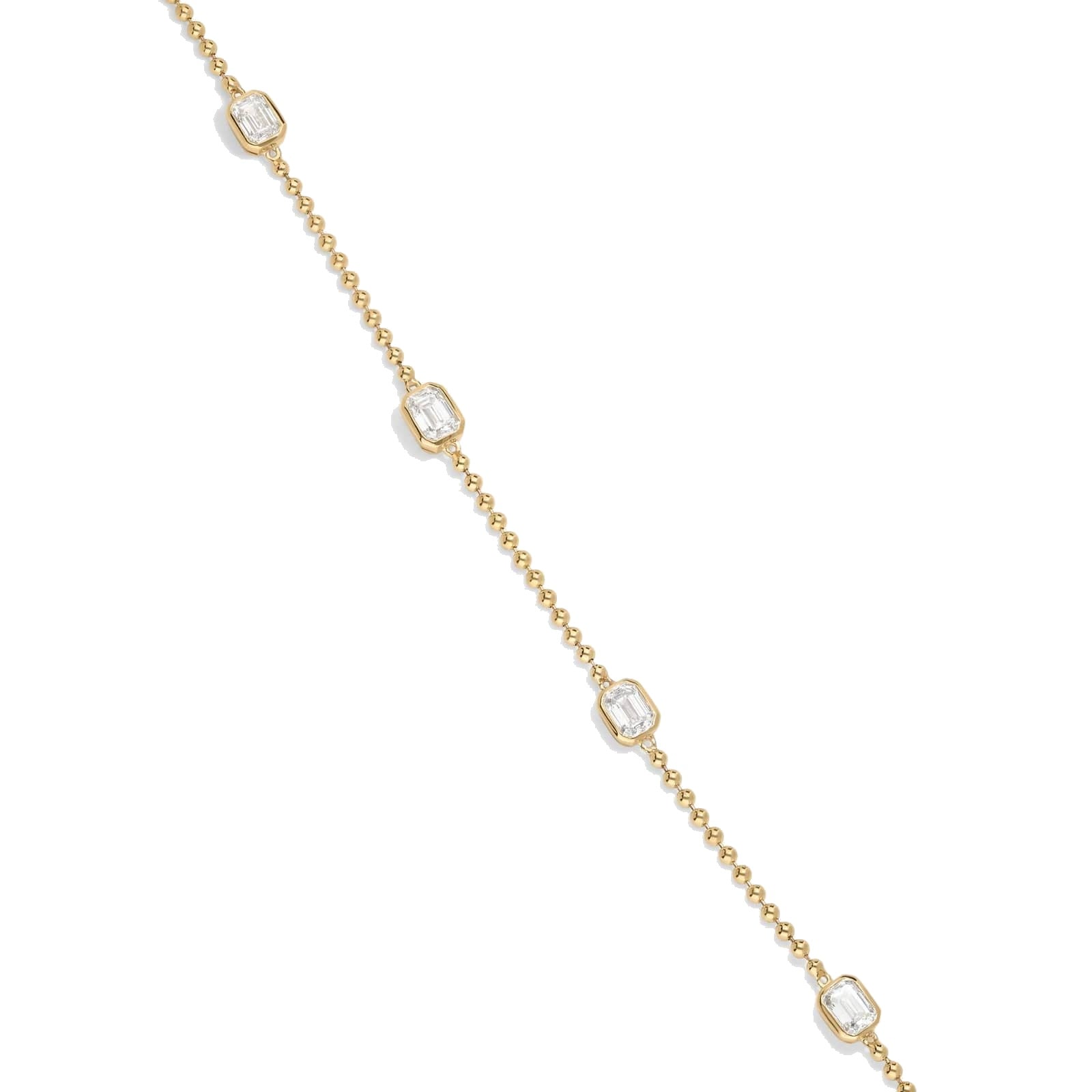 L’Orée Emerald Cut East-West Bezel Set Beaded Station Lab Grown Diamond Bracelet