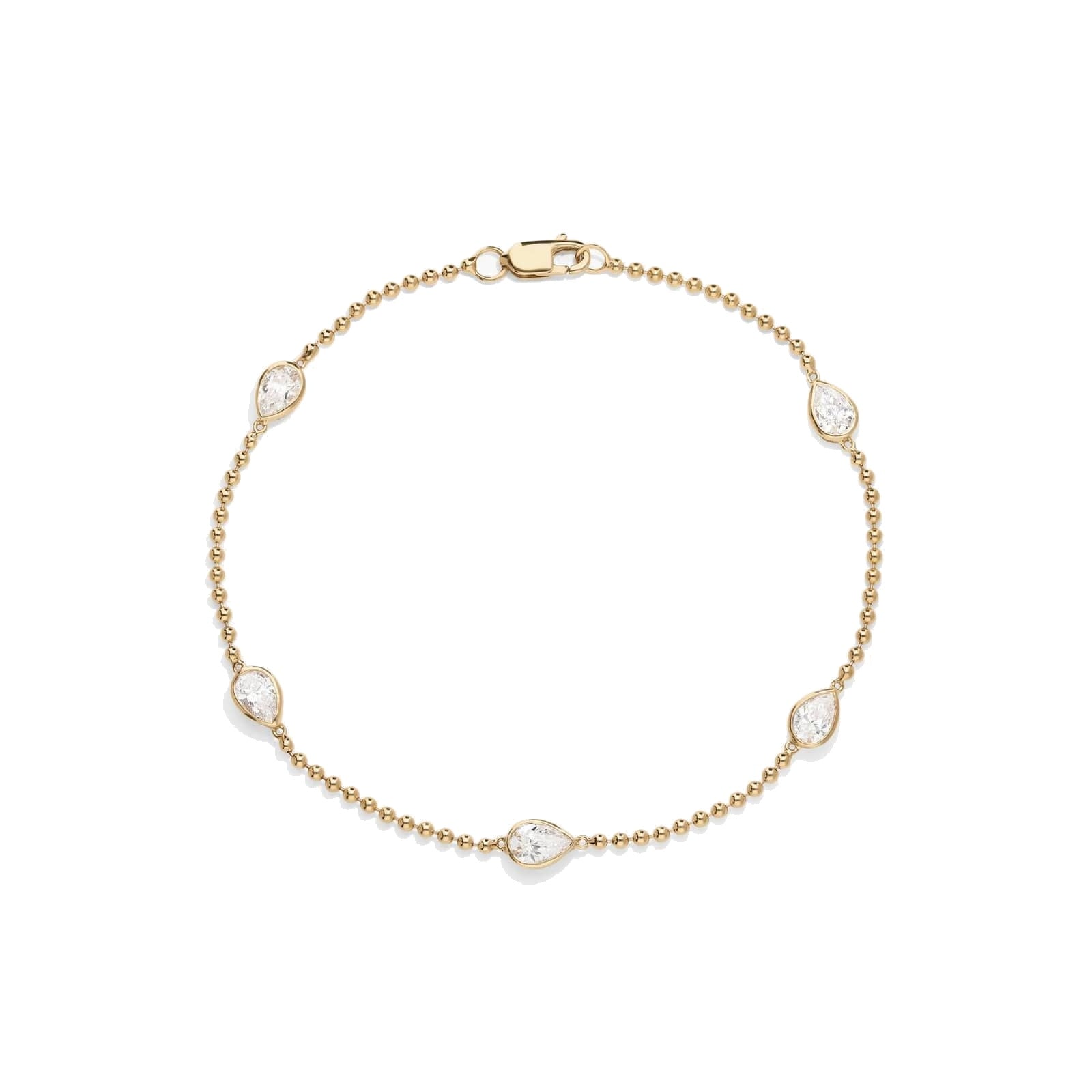 L’Orée Pear Shape East-West Bezel Set Beaded Station Lab Grown Diamond Bracelet