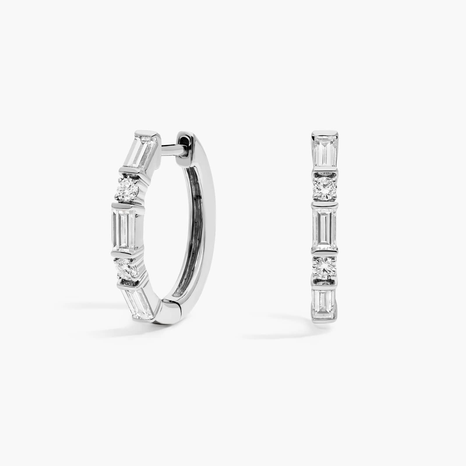 L’Orée Round And Baguette Cut Lab Grown Diamond Hoop Earrings