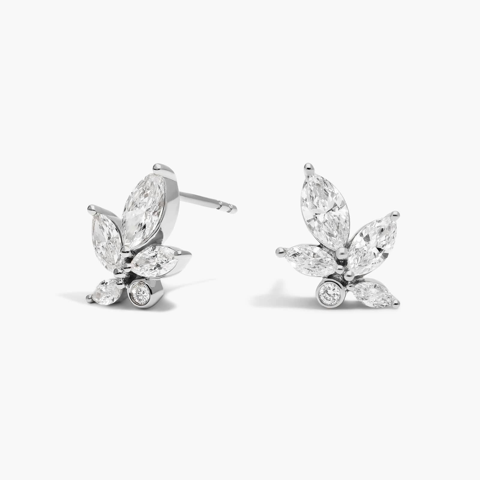 L’Orée Round And Marquise Cut Lab Grown Diamonds Cluster Stud Earrings