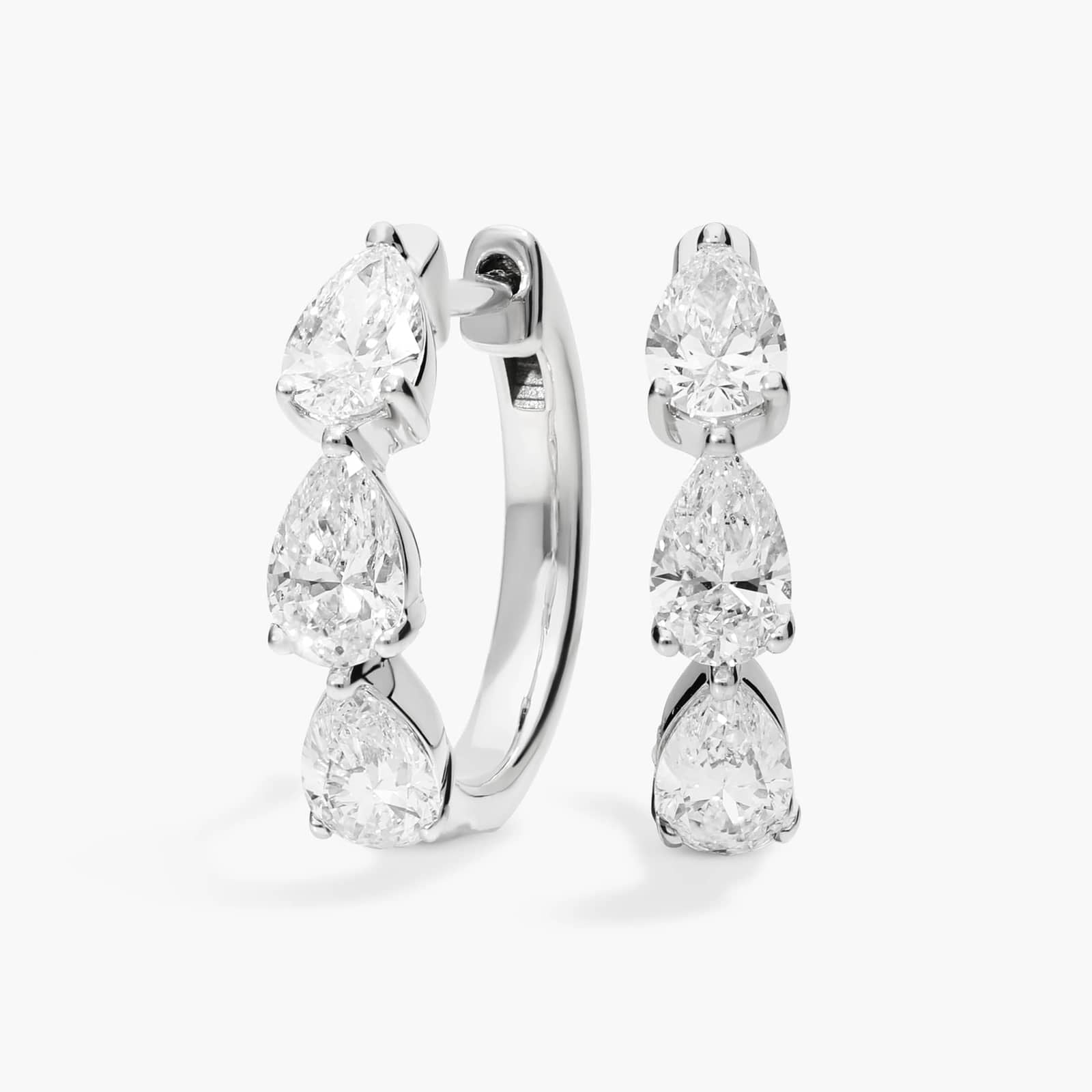 Tri-Stone Pear Shaped Lab Grown Diamonds