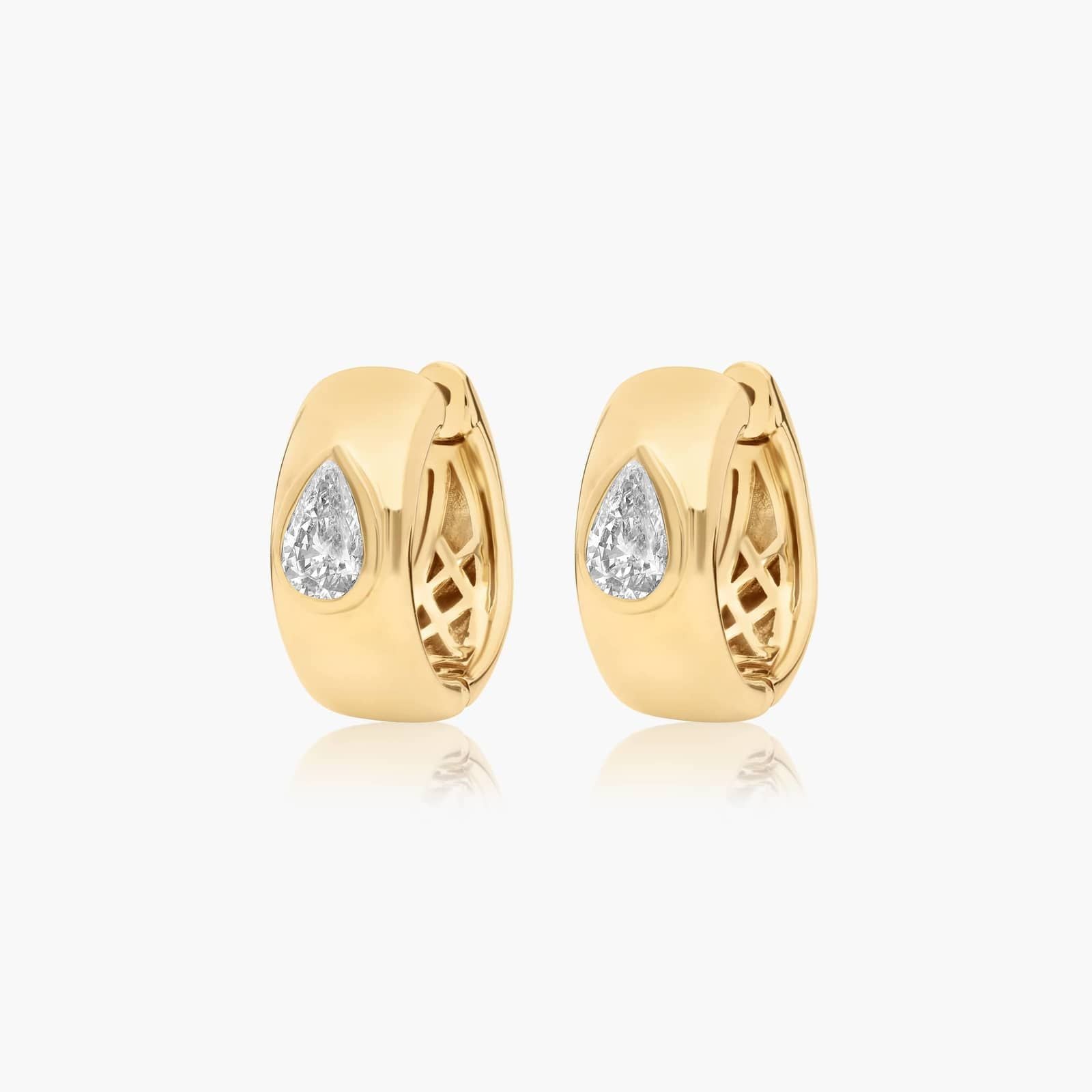 Fancy Bezels Lab Grown Pear Diamond Huggie Hoop Earrings