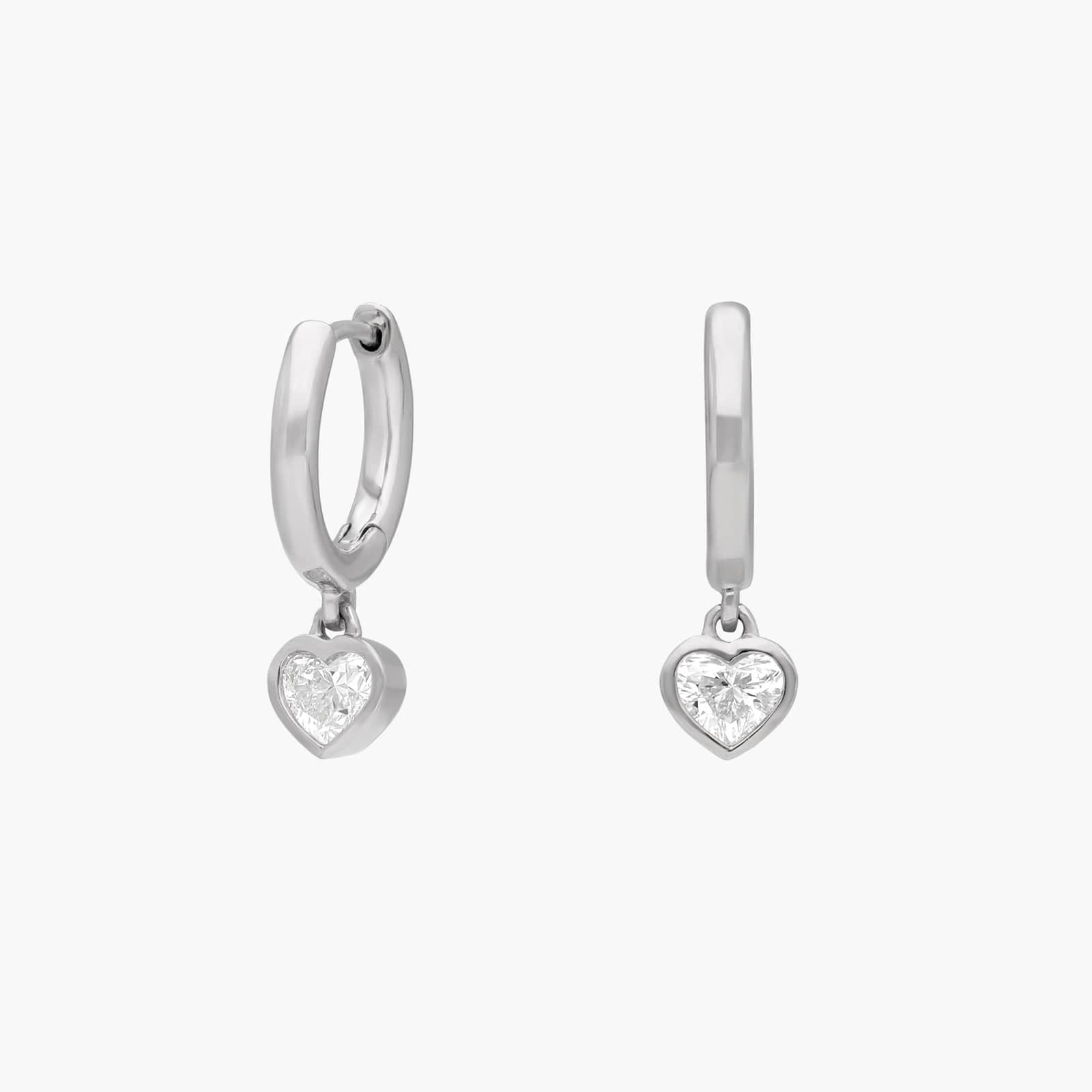 Heart Lab Grown Diamond Bezel Drop Huggie Earrings