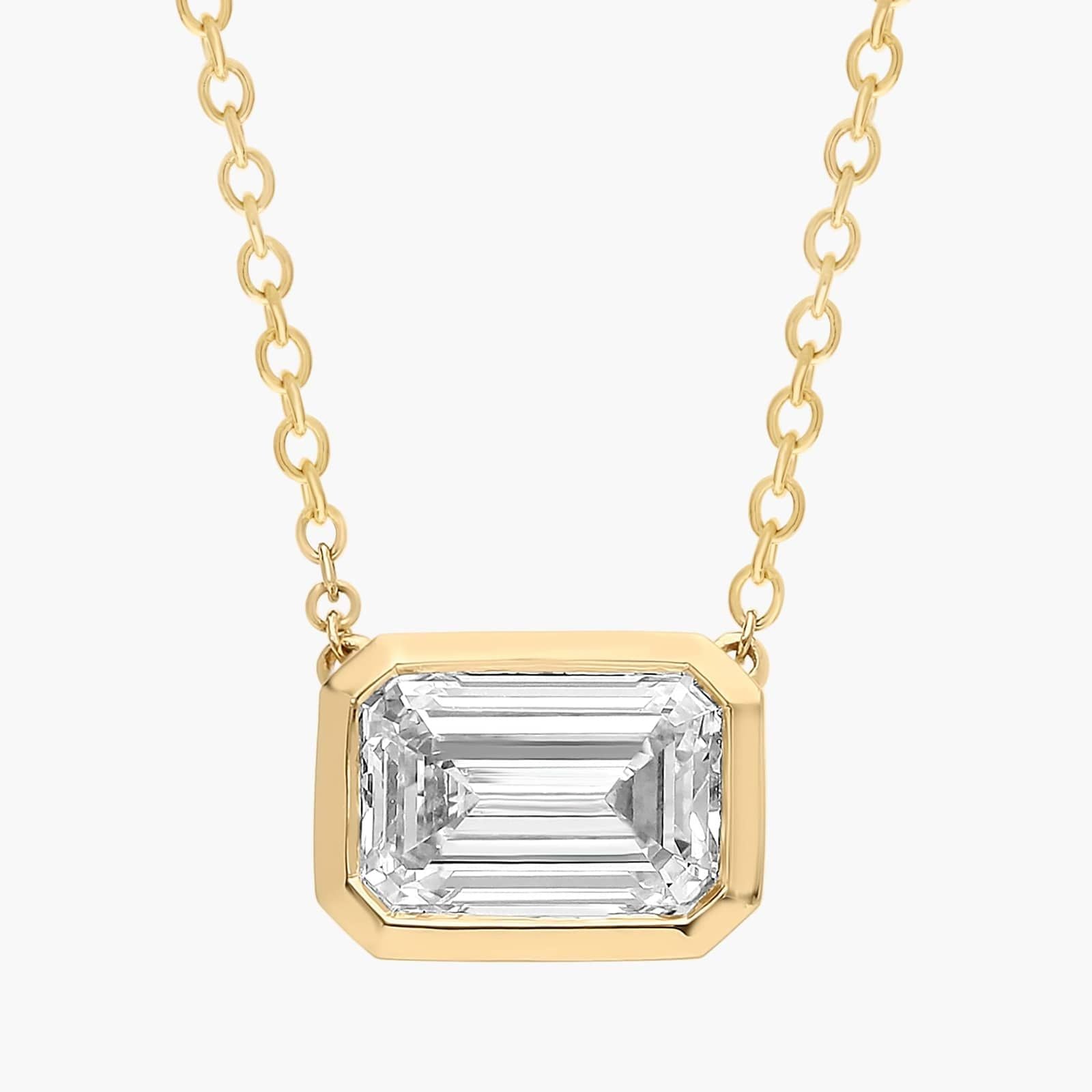 L’Orée East West Bezel Set Emerald Cut Lab Grown Diamond Pendant