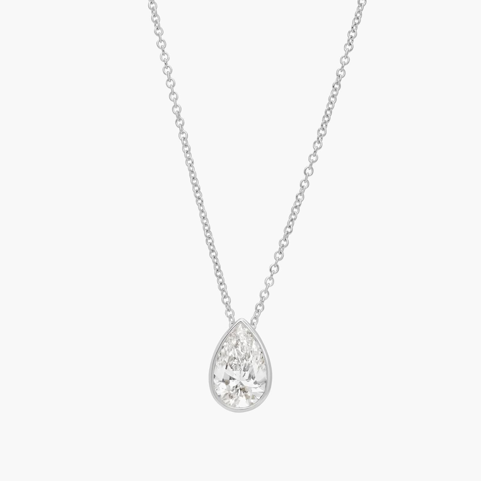 L’Orée Pear Shaped Bezel Set Solitaire Lab Grown Diamond Necklace