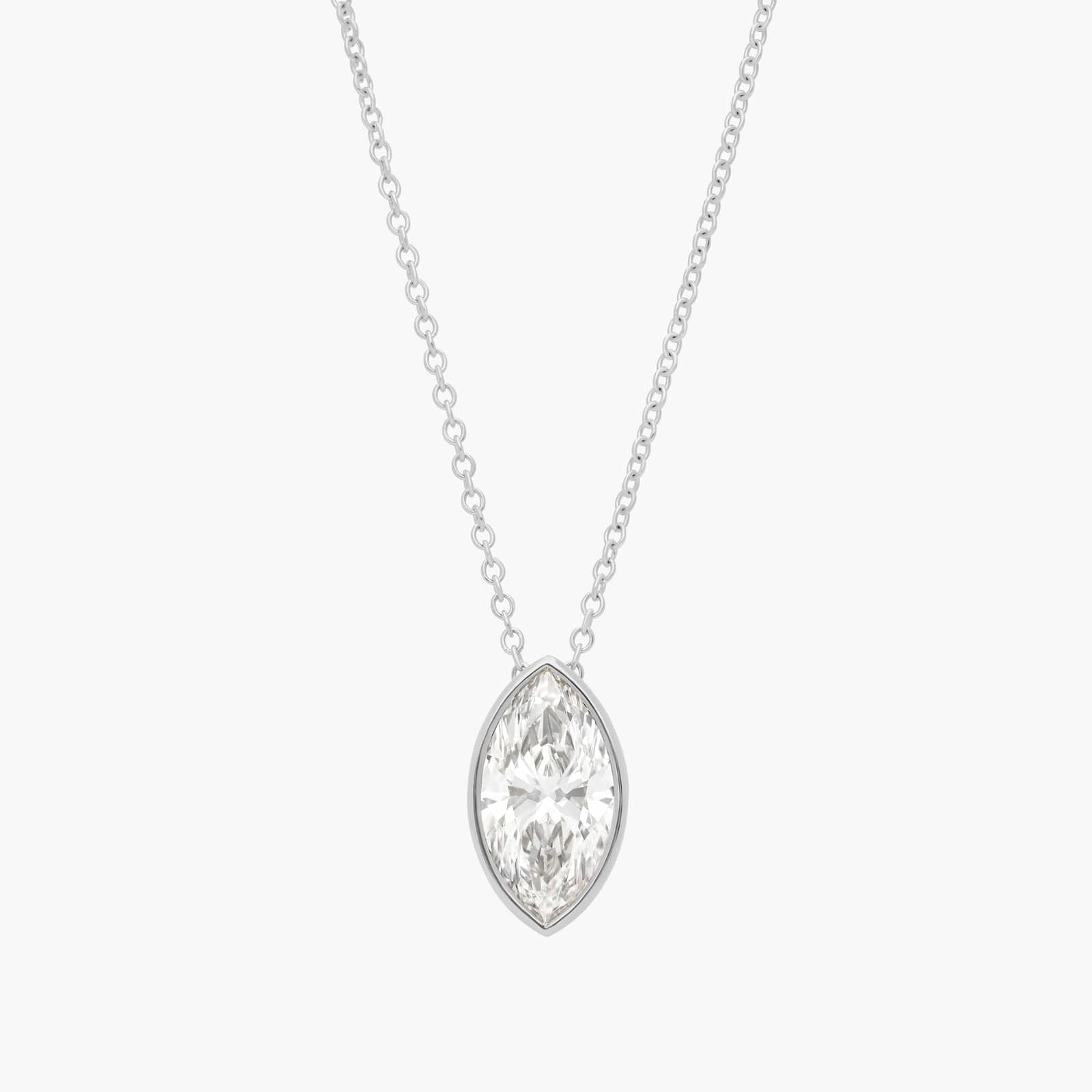L’Orée Marquise Cut Bezel Set Solitaire Lab Grown Diamonds Necklace