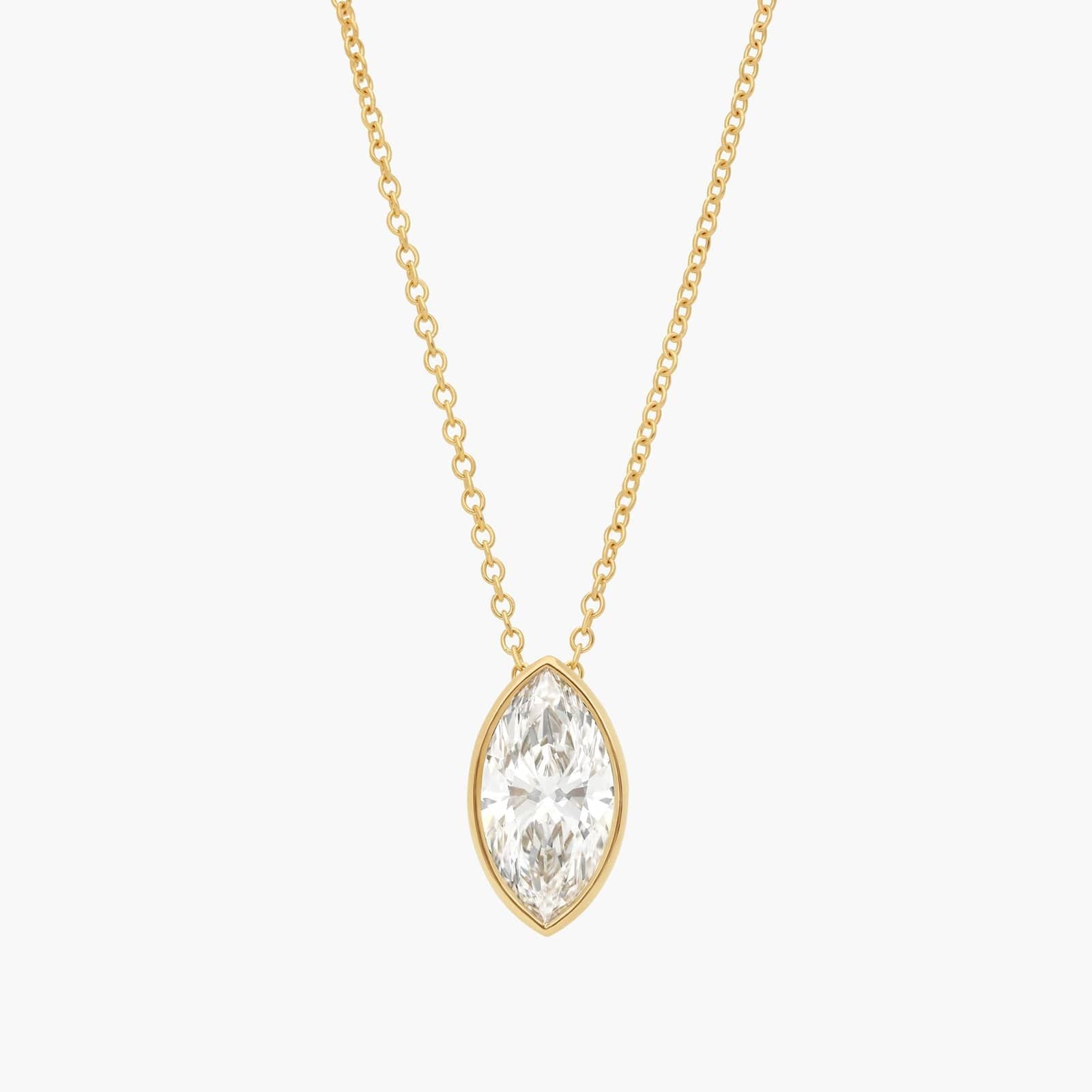 L’Orée Marquise Cut Bezel Set Solitaire Lab Grown Diamonds Necklace