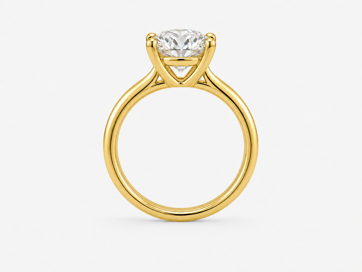 L’Orée Three Carat Center Round Lab Grown Diamond Cathedral Solitaire Engagement Ring