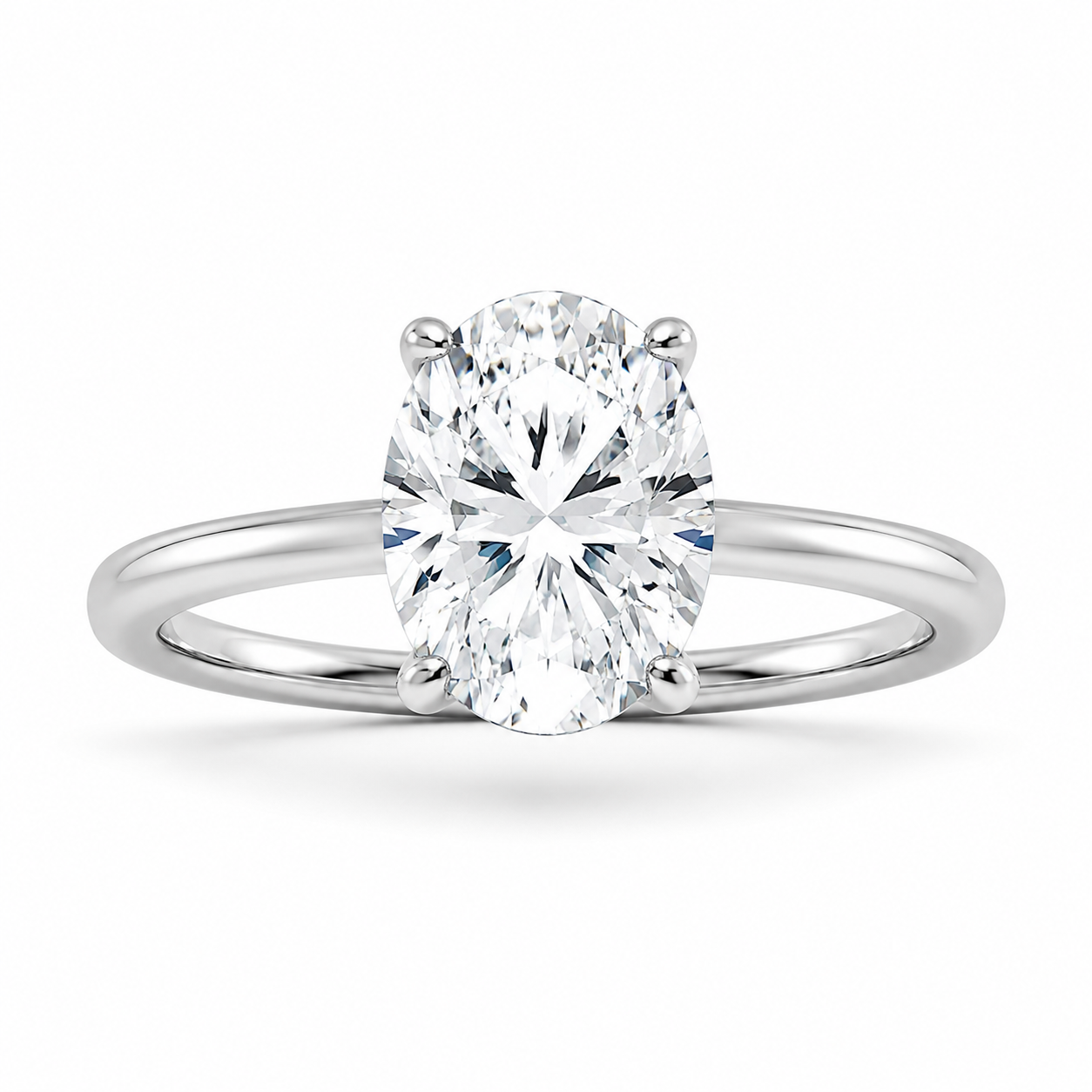 L’Orée Three Carat Center Oval Lab Diamond Solitaire Engagement Ring