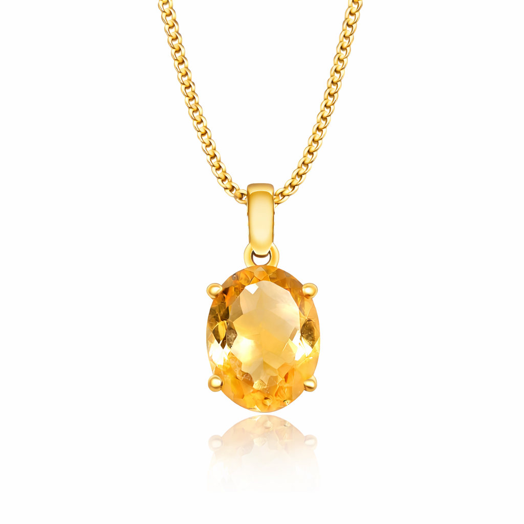 L’Orée Oval Solitaire Gemstone Pendant