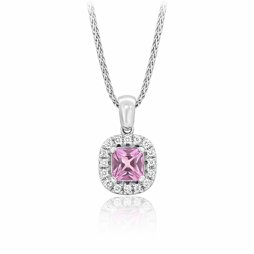 L’Orée Cushion Cut Pink Sapphire Pendant