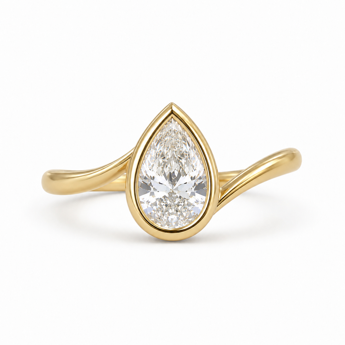L’Orée Pear Shaped Bezel Set Lab Diamond Ring