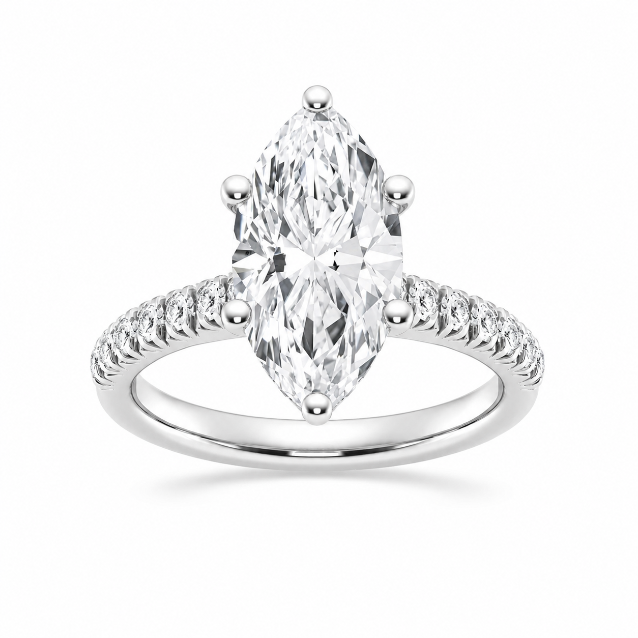 L’Orée Three Carat Center Marquise Lab Grown Diamond Hidden Halo Engagement Ring