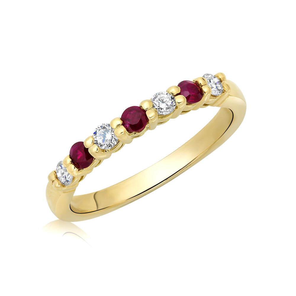 L’Orée Tri-Ruby Diamond Band