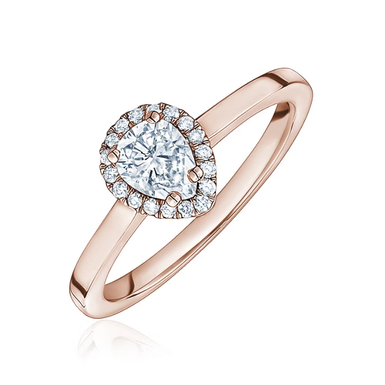 L’Orée Rose Gold Pear Cut Engagement Ring With Halo