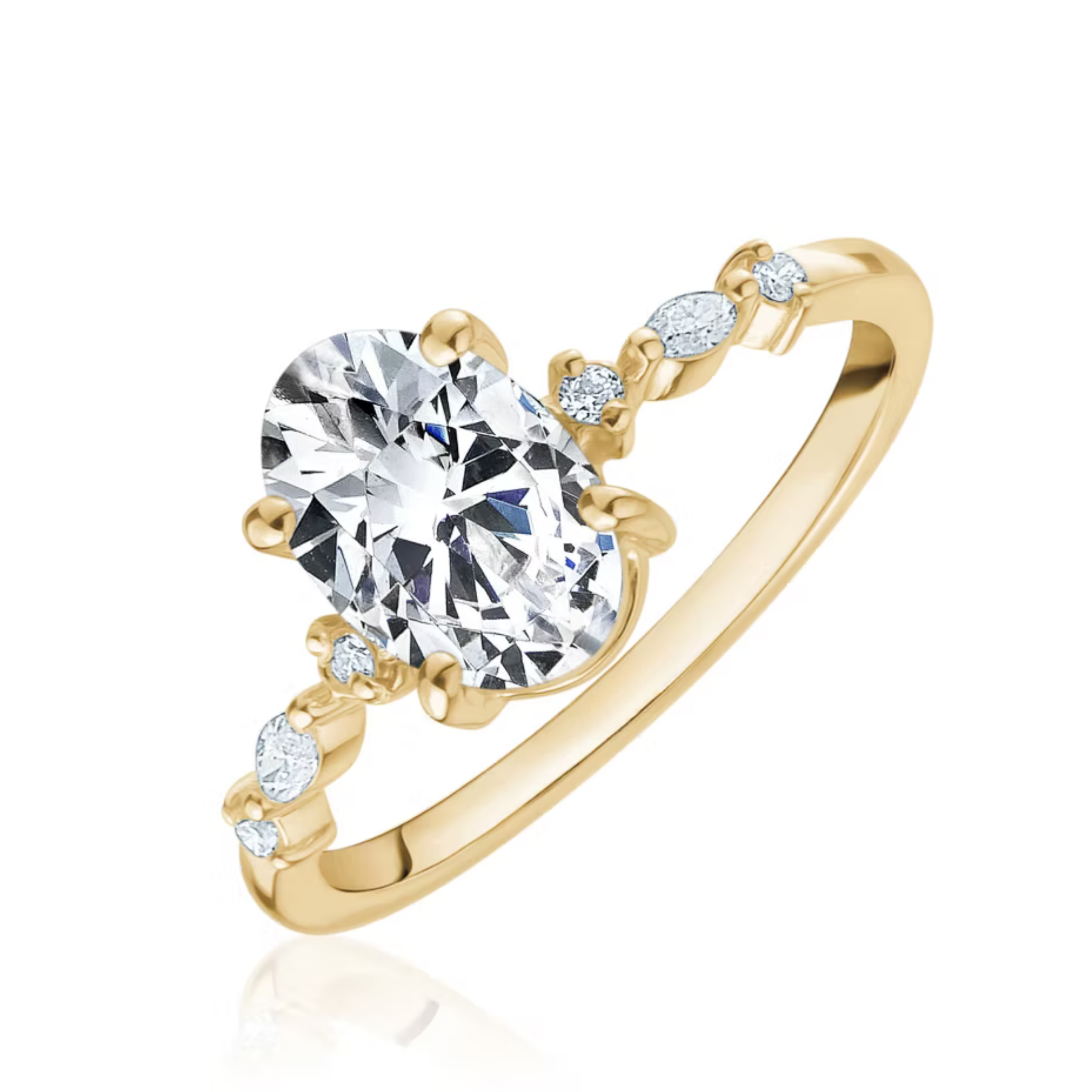 L’Orée Oval Cut Engagement Ring With Side Stones