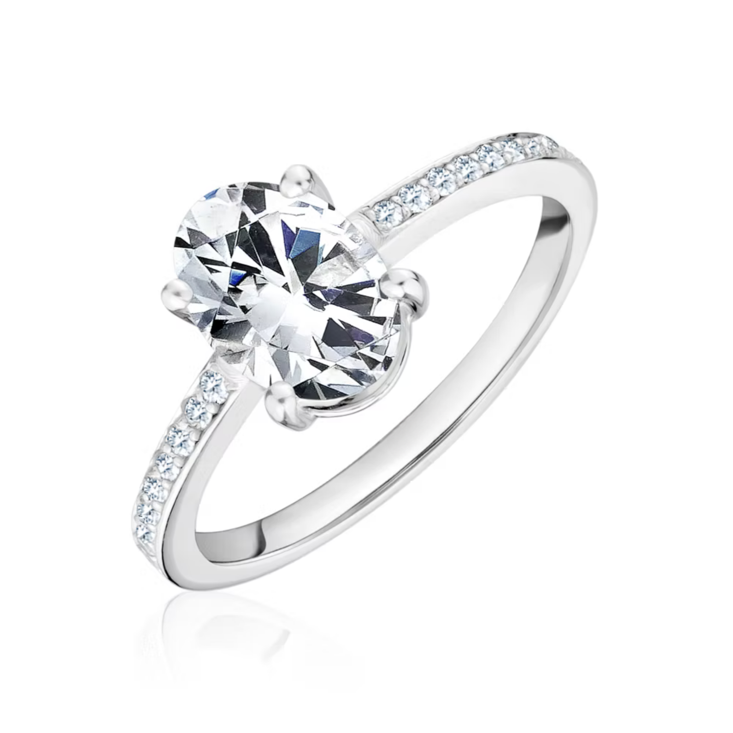 L’Orée Oval Cut Engagement Ring With Pavé Band