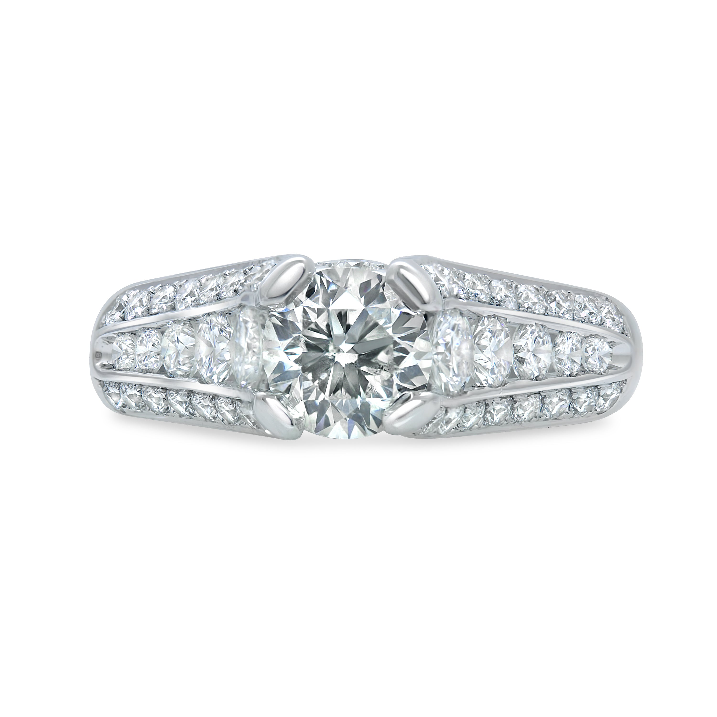 L’Orée Round Cut Engagement Ring With Three Row Pavé Shank