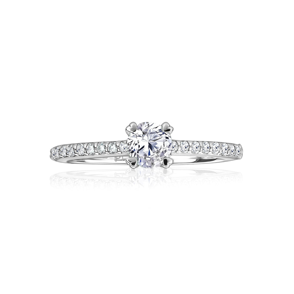 L’Orée Round Cut Solitaire Engagement Ring With Pavé Band