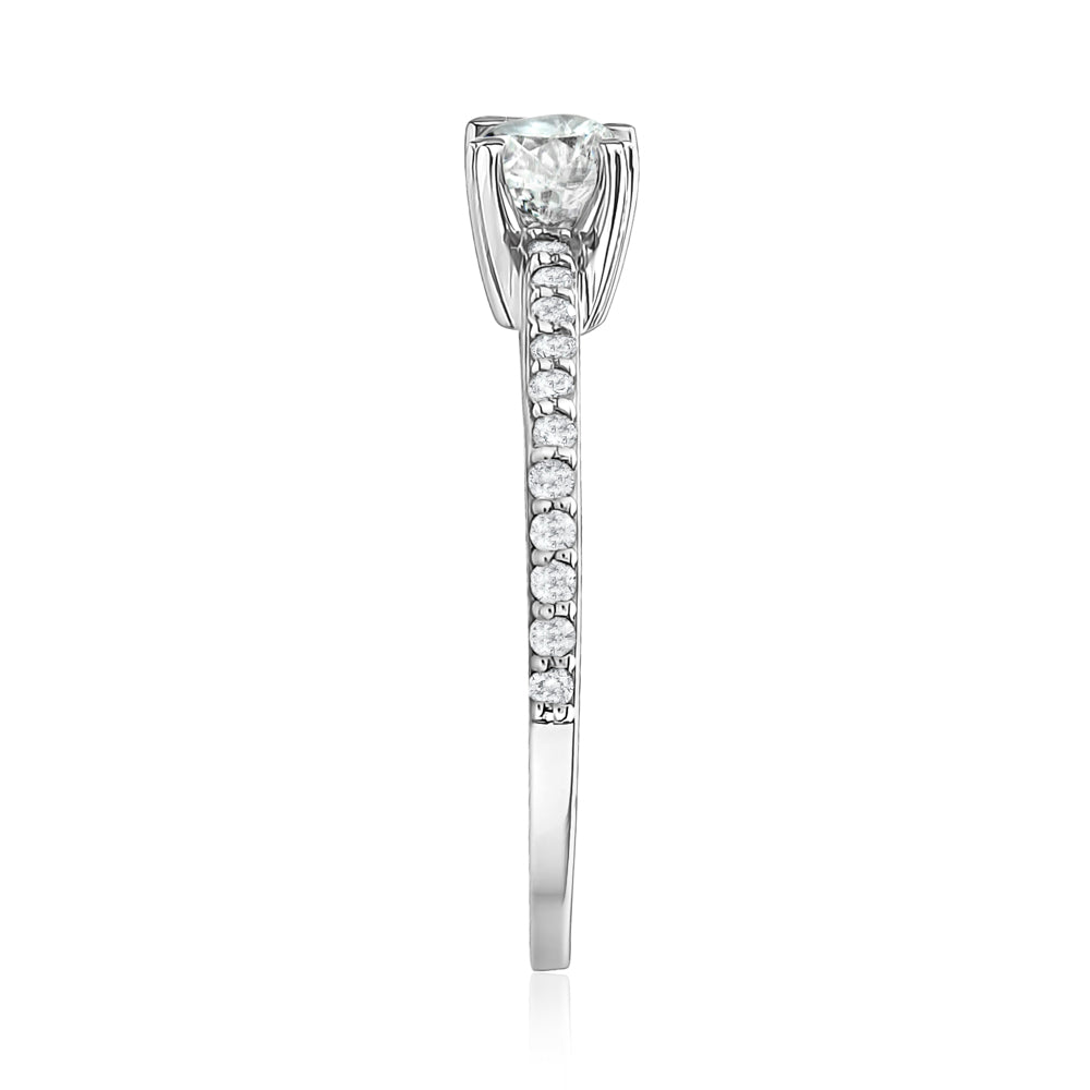 L’Orée Round Cut Solitaire Engagement Ring With Pavé Band