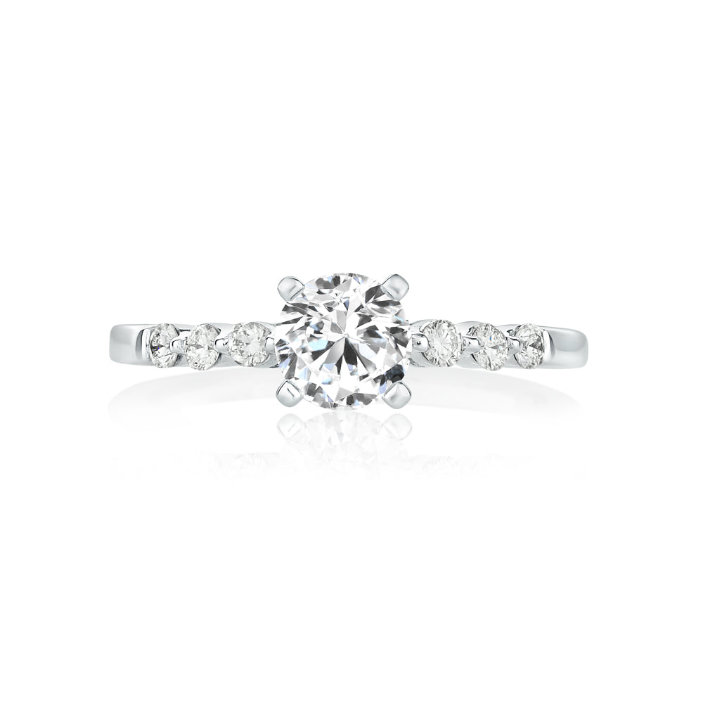 L’Orée Round Cut Solitaire Engagement Ring With Side Stones