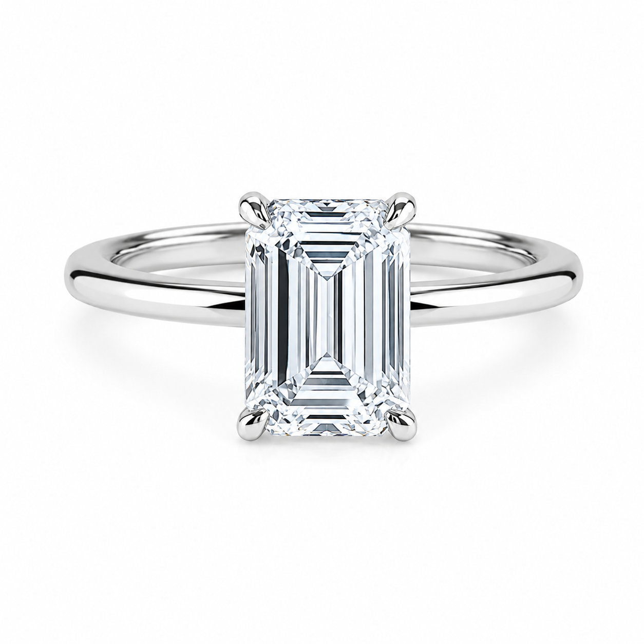 L’Orée Two Carat Center Emerald Cut Solitaire Lab Diamond Engagement Ring