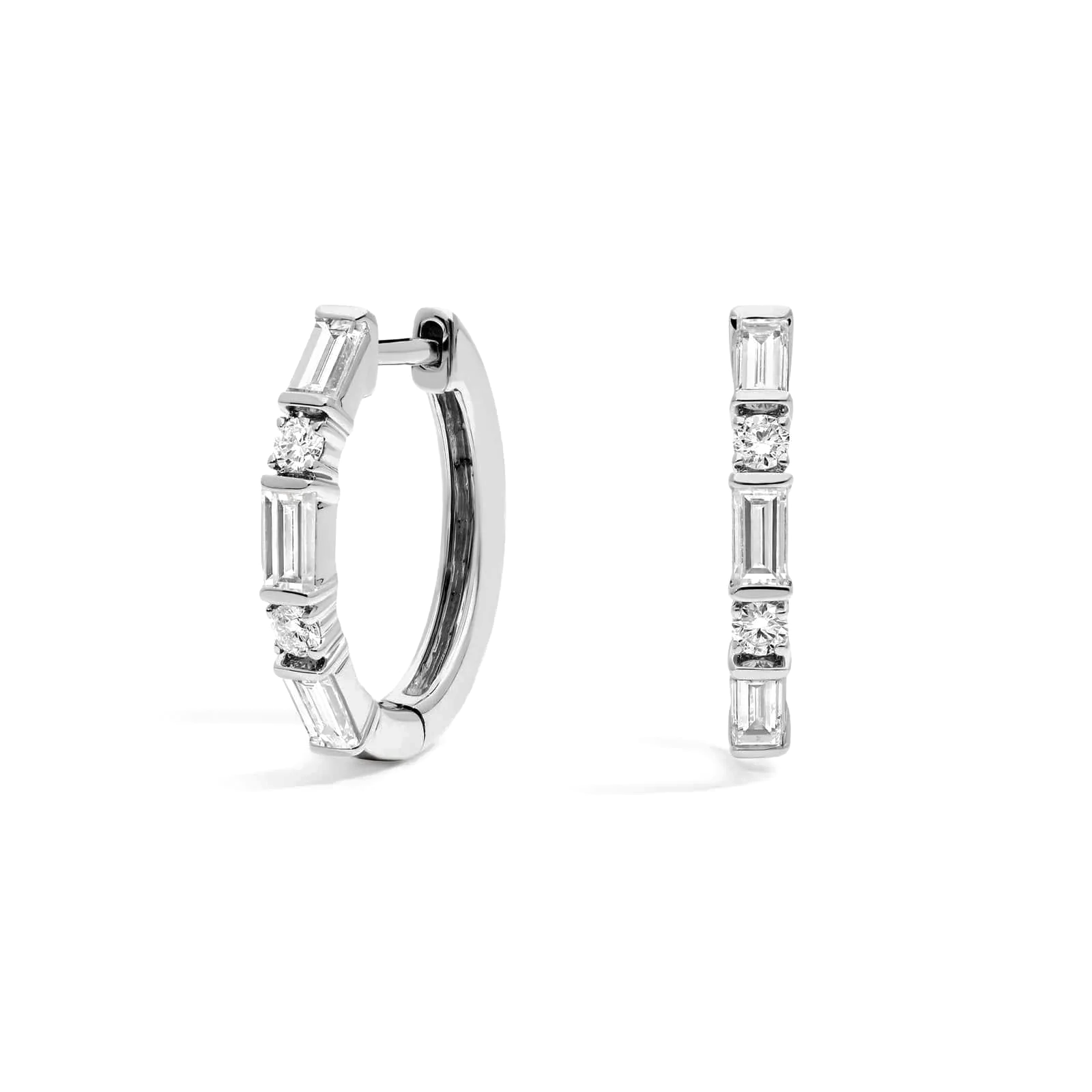 L’Orée Round And Baguette Cut Lab Grown Diamond Hoop Earrings