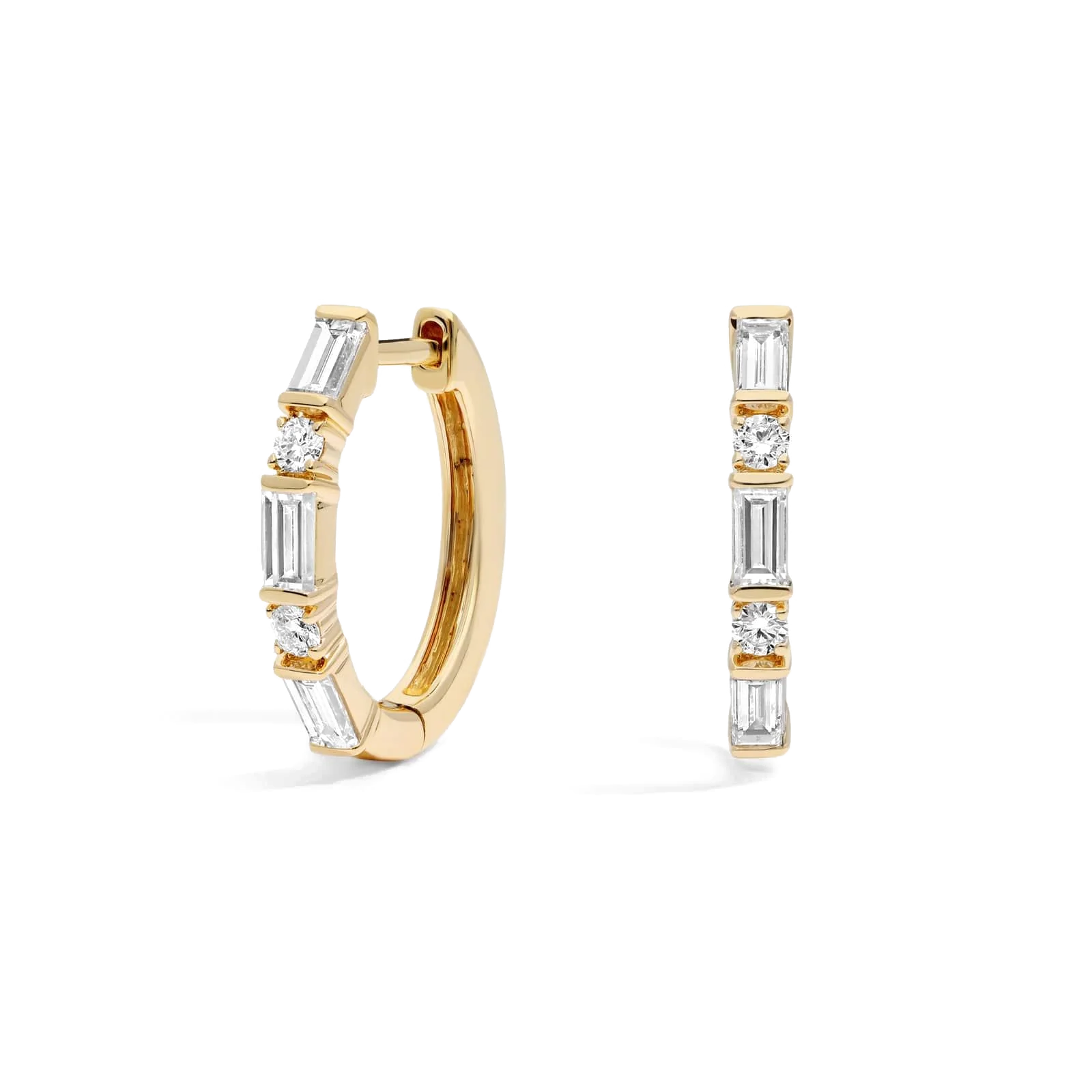 L’Orée Round And Baguette Cut Lab Grown Diamond Hoop Earrings